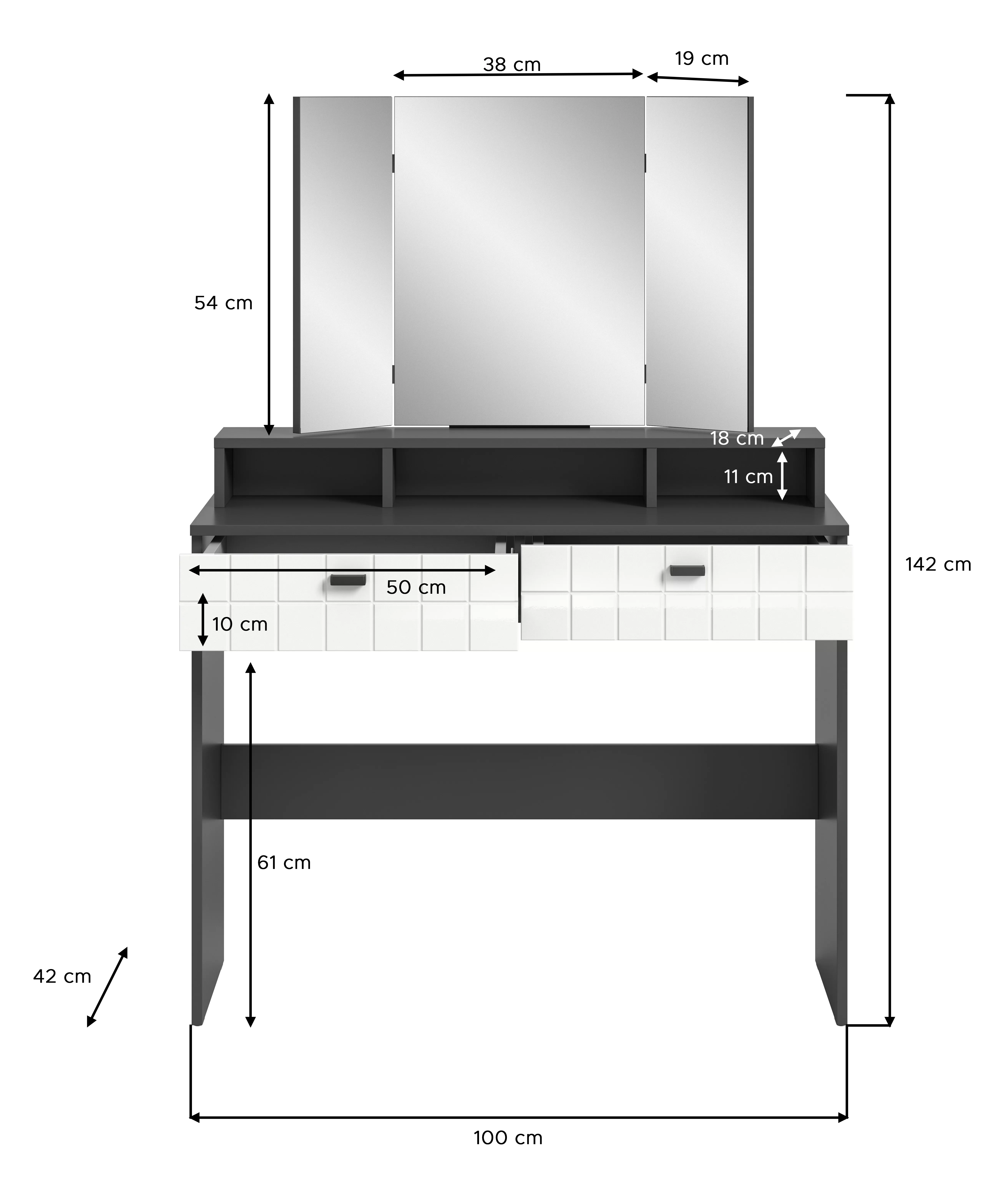 Coiffeuse avec miroir ALETA