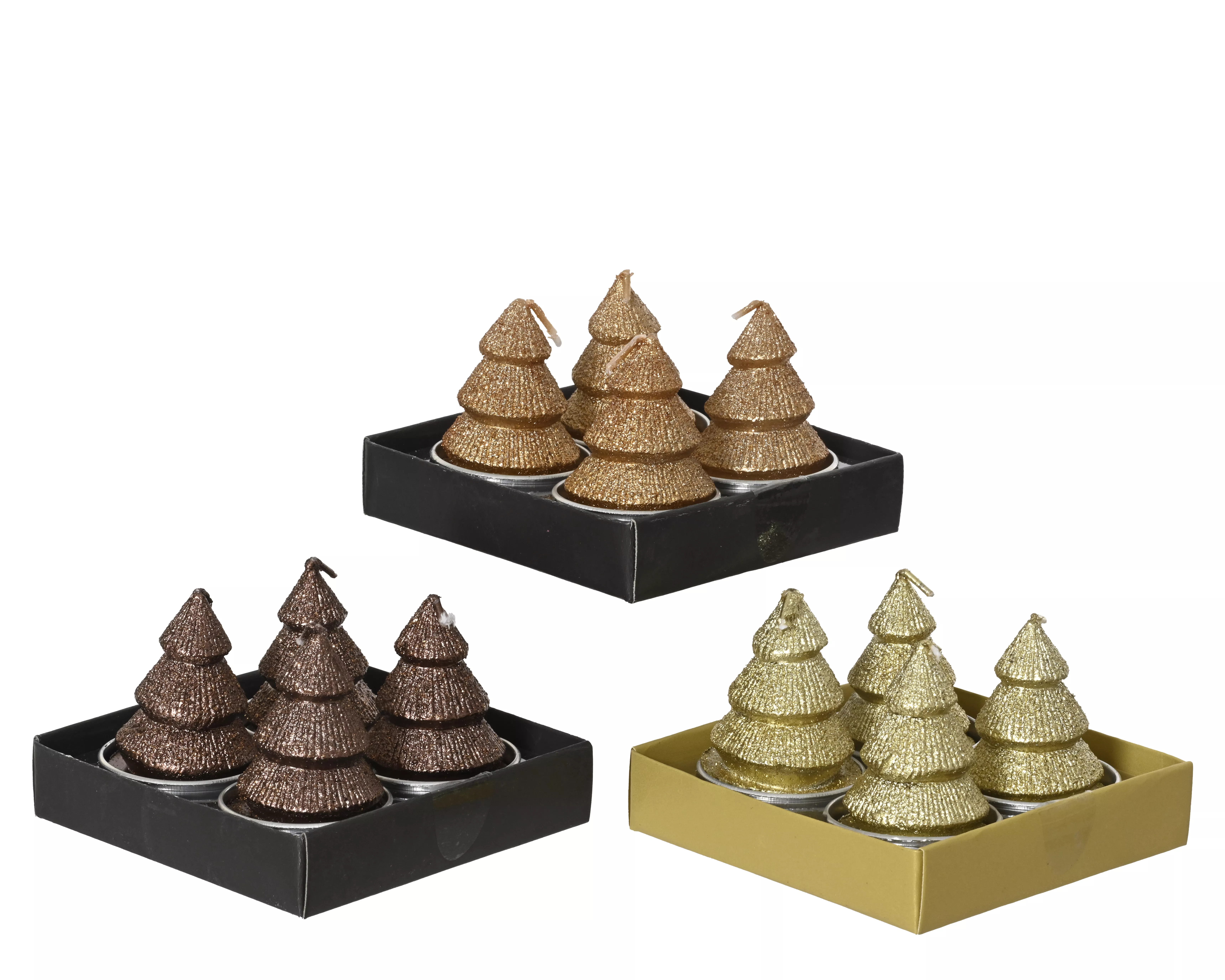 Lot de 4 petites bougies sapin de Noël CHRISTMAS