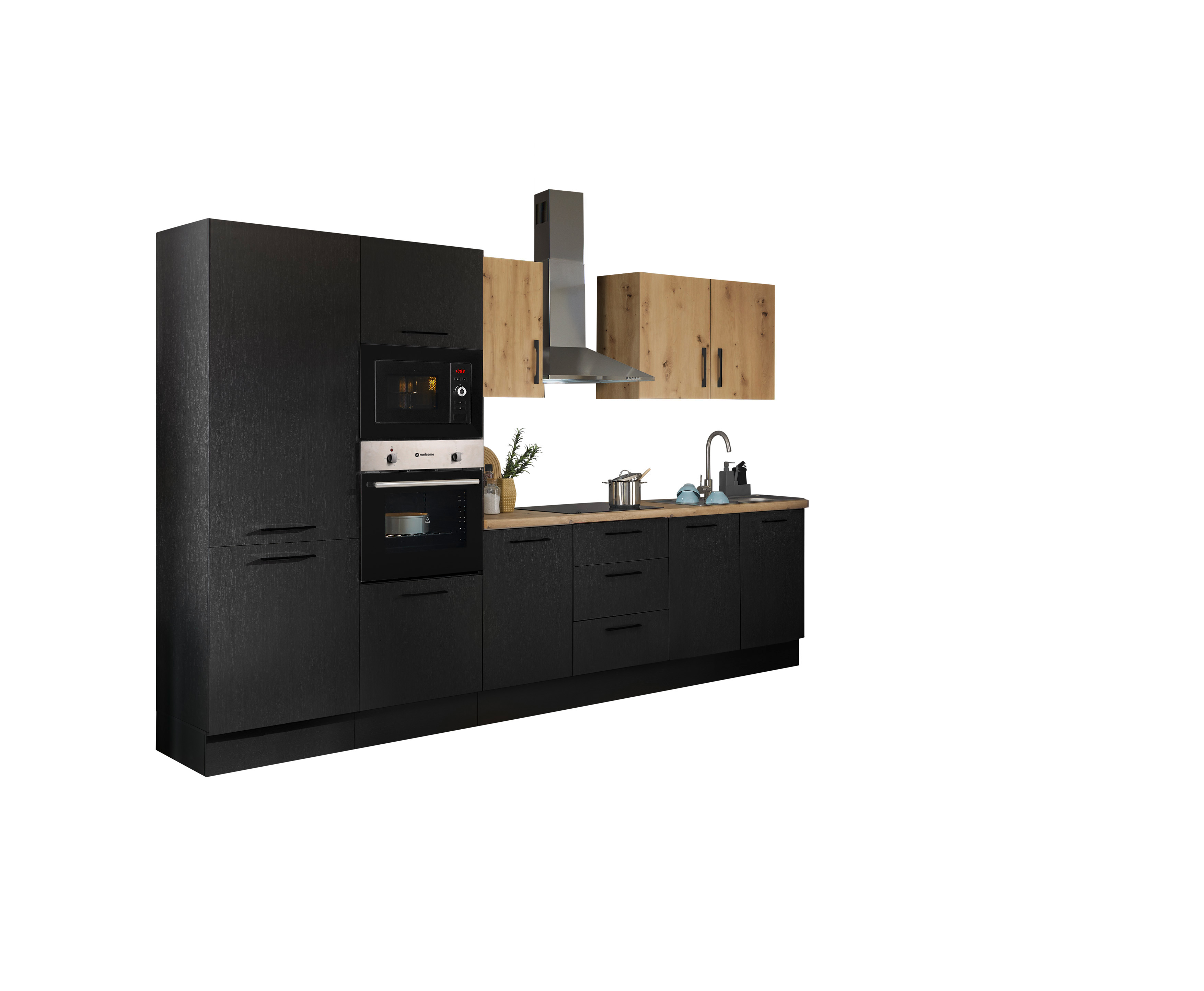 Bloc cuisine avec électroménager CORNWALL (bloc cuisine-four-réfrigérateur-micro-ondes) III