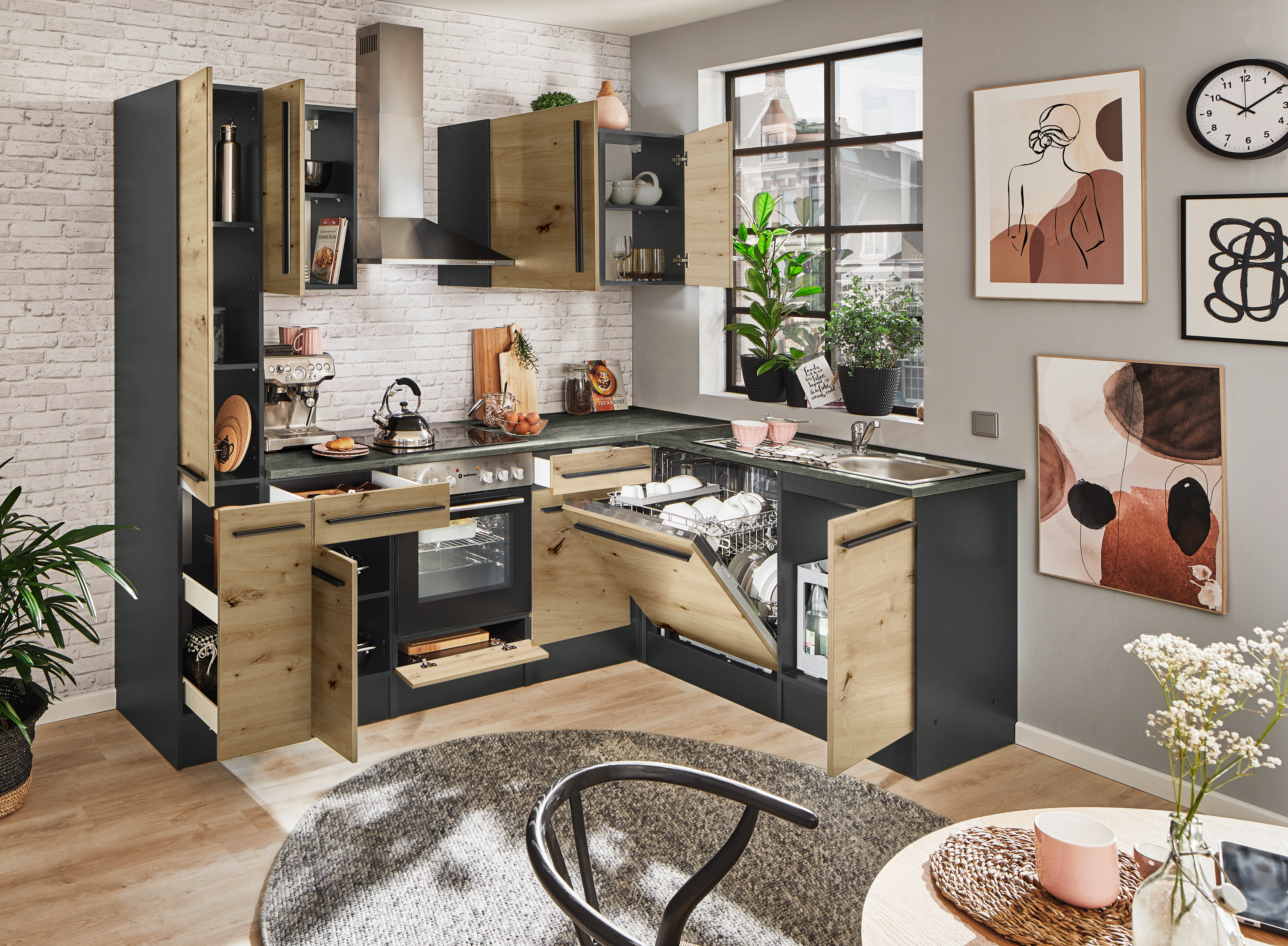 Bloc cuisine avec électroménager JAZZ 8 (cuisine d'angle-armoire coulissante) III