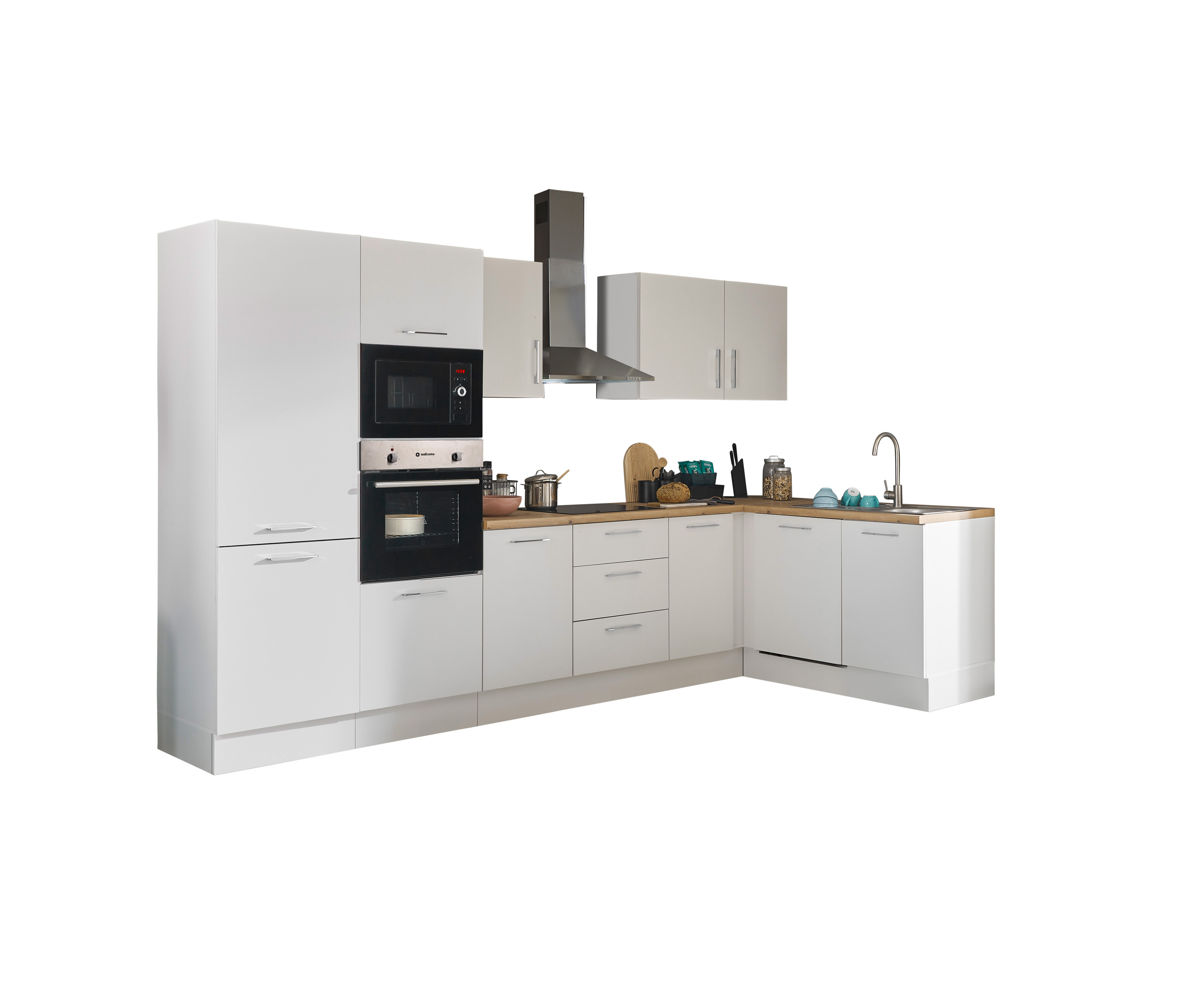 Bloc cuisine avec électroménager CORNWALL (cuisine d'angle-four-lave-vaisselle-réfrigérateur-micro-ondes) I Bloc cuisine avec électroménager CORNWALL (cuisine d'angle-four-lave-vaisselle-réfrigérateur-micro-ondes) I