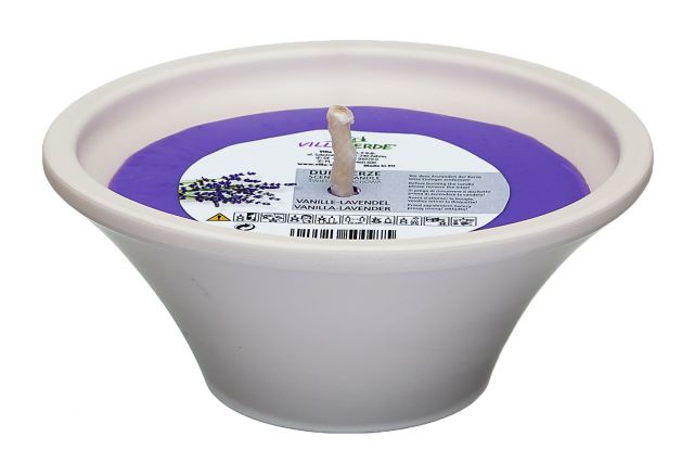 Bougie parfumée dans pot en céramique VANILLE-LAVANDE