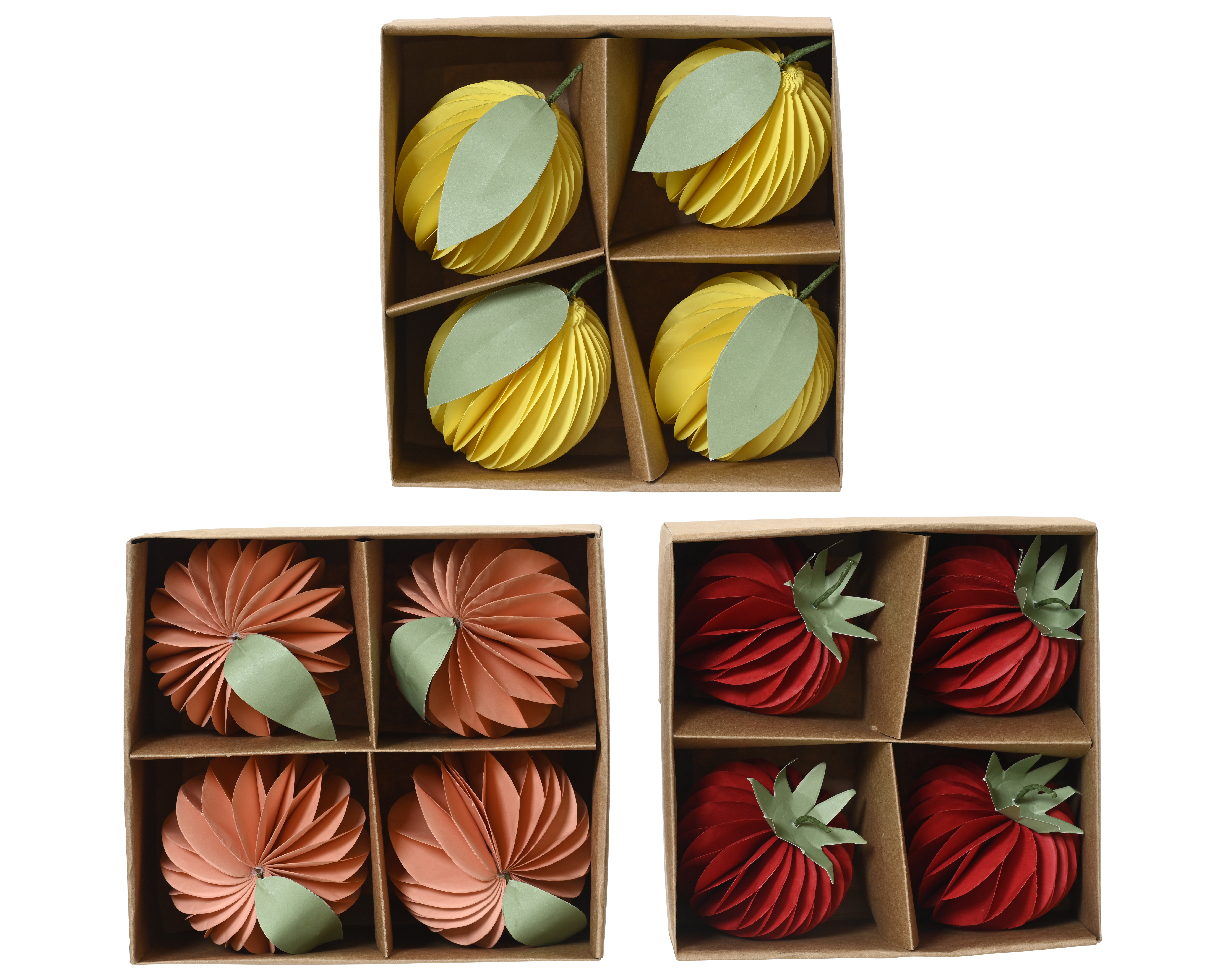 Lot de 4 fruits en papier FRUITS