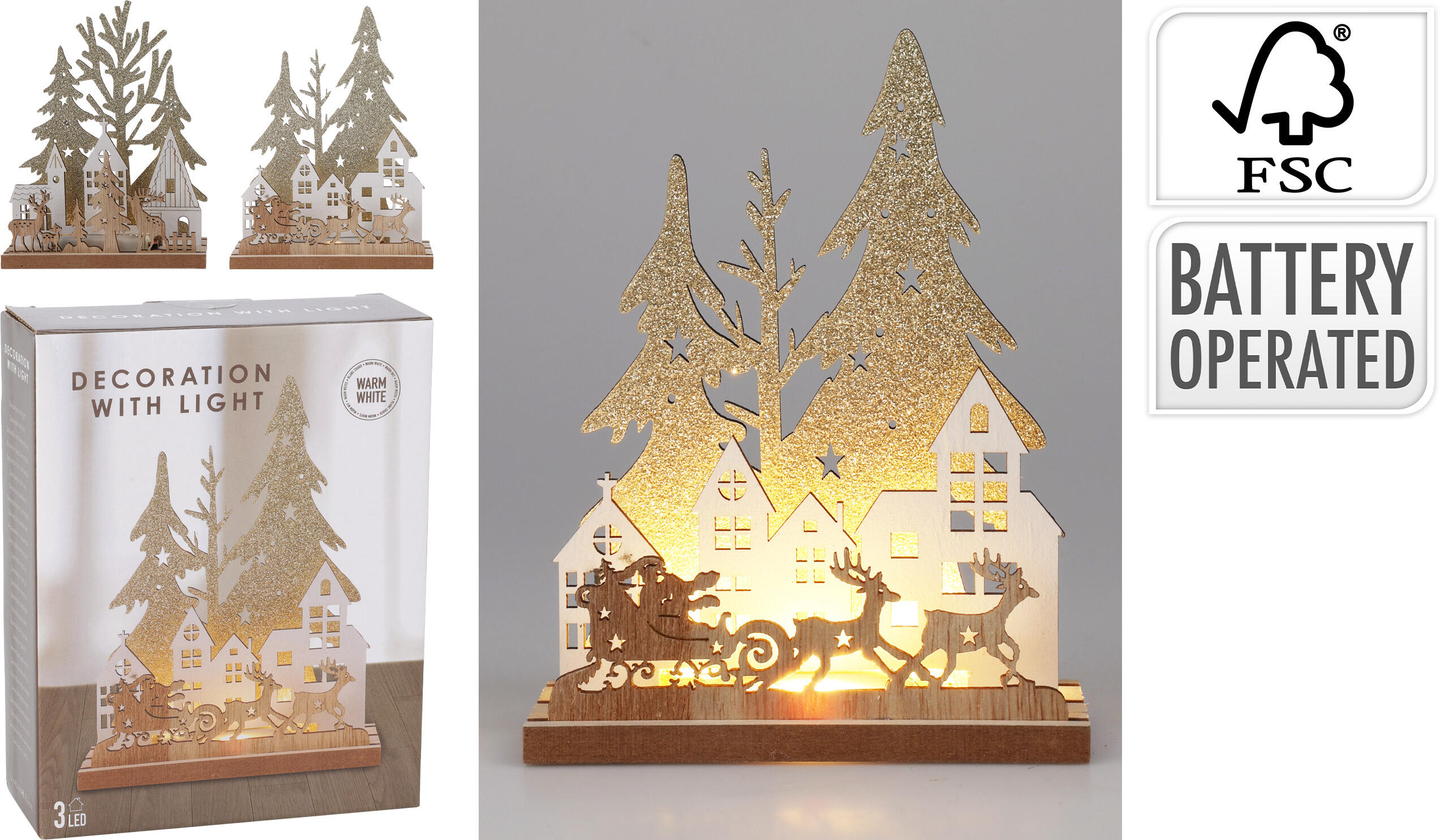 Décoration à poser paysage hivernal avec LED CHRISTMAS Décoration à poser paysage hivernal avec LED CHRISTMAS