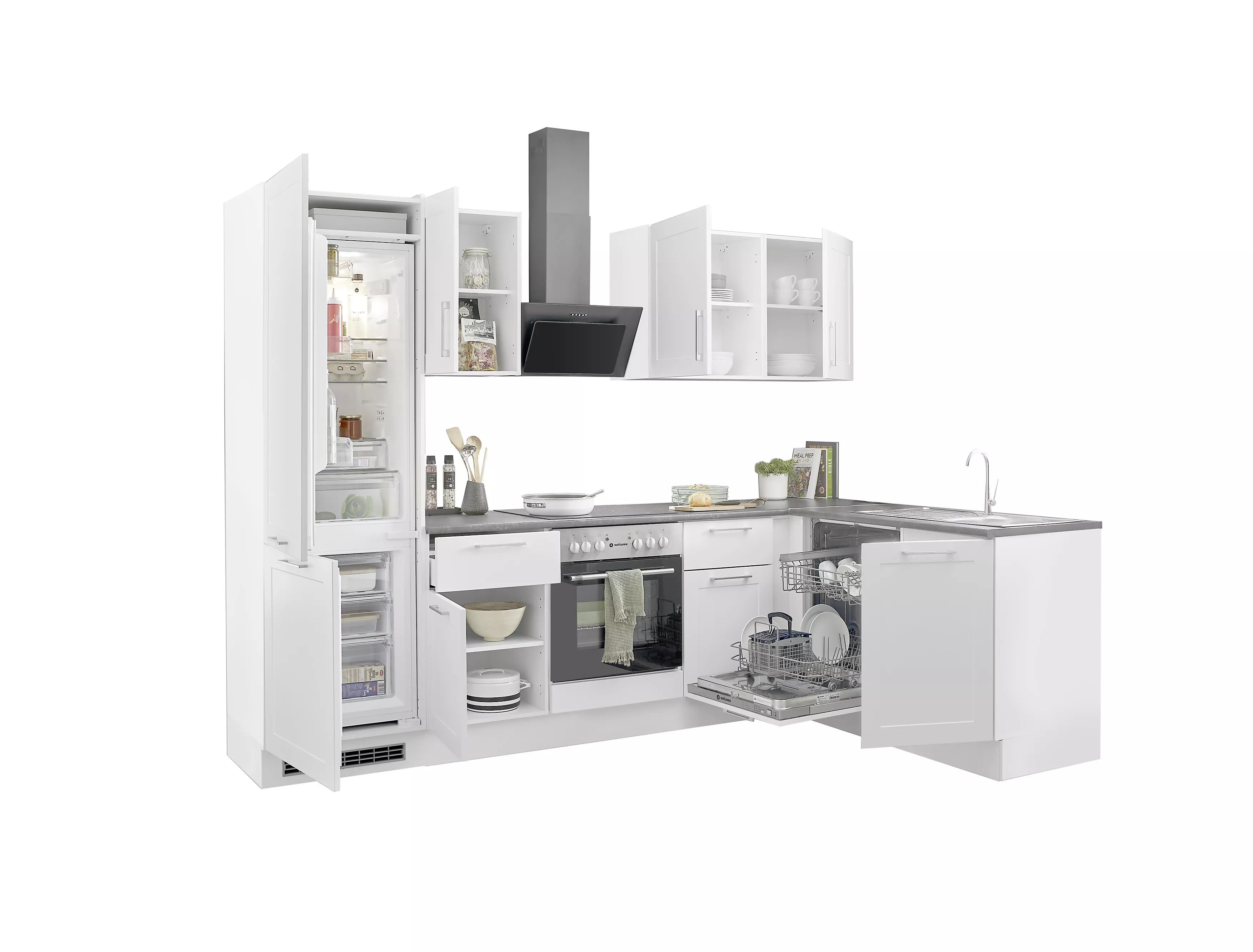 Bloc cuisine avec électroménager HASTINGS (cuisine d'angle-réfrigérateur) I
