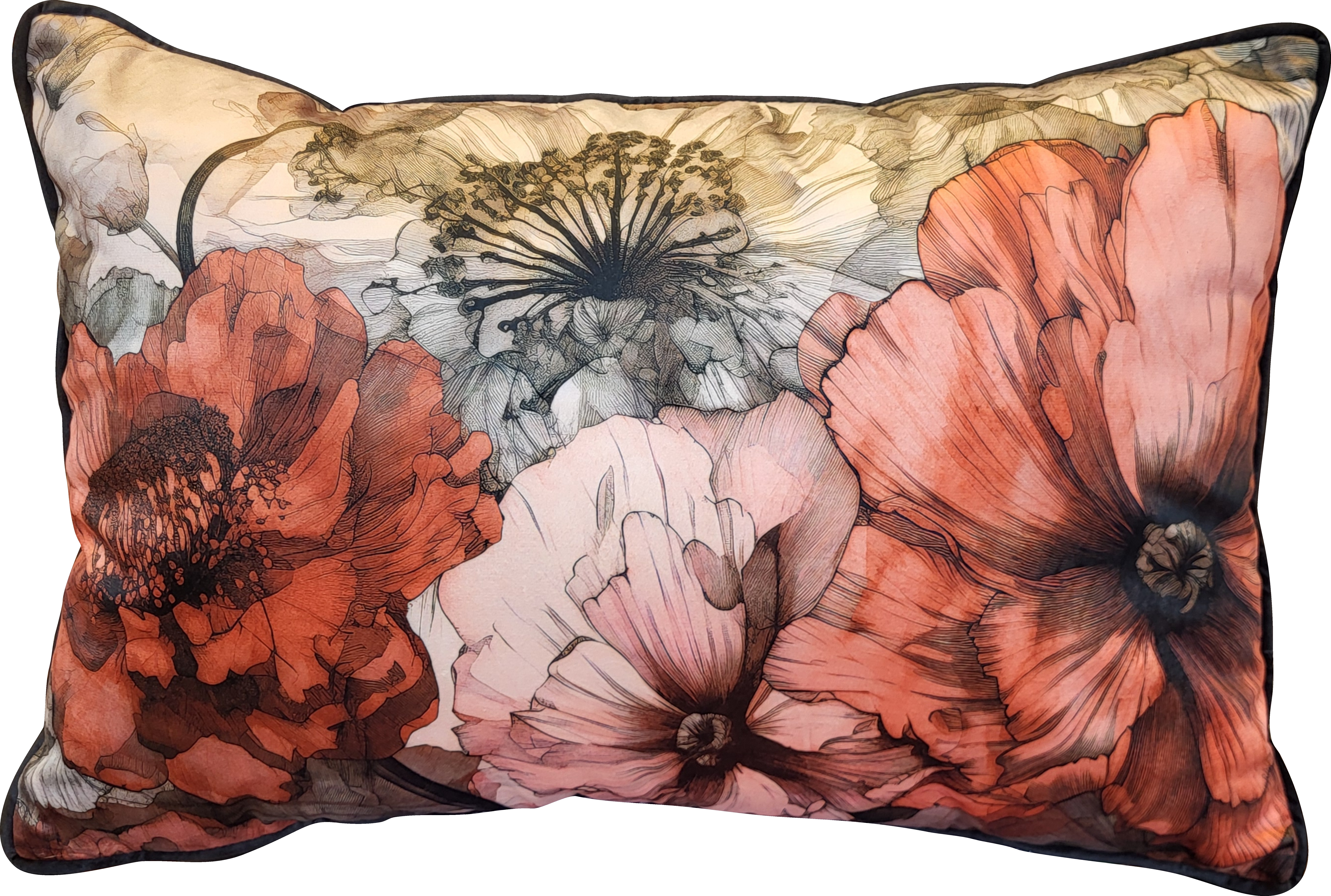 Housse de coussin fleurs de pavot RABEA Housse de coussin fleurs de pavot RABEA