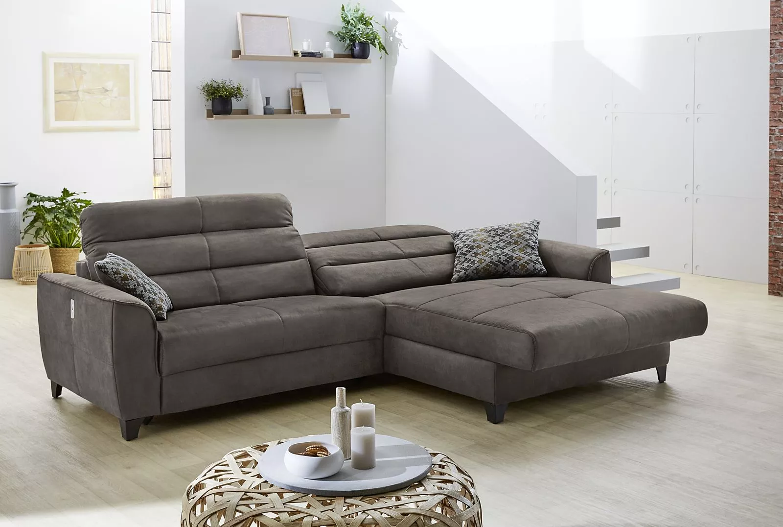 Canapé d'angle avec fonction relax DOUBLE-ONE