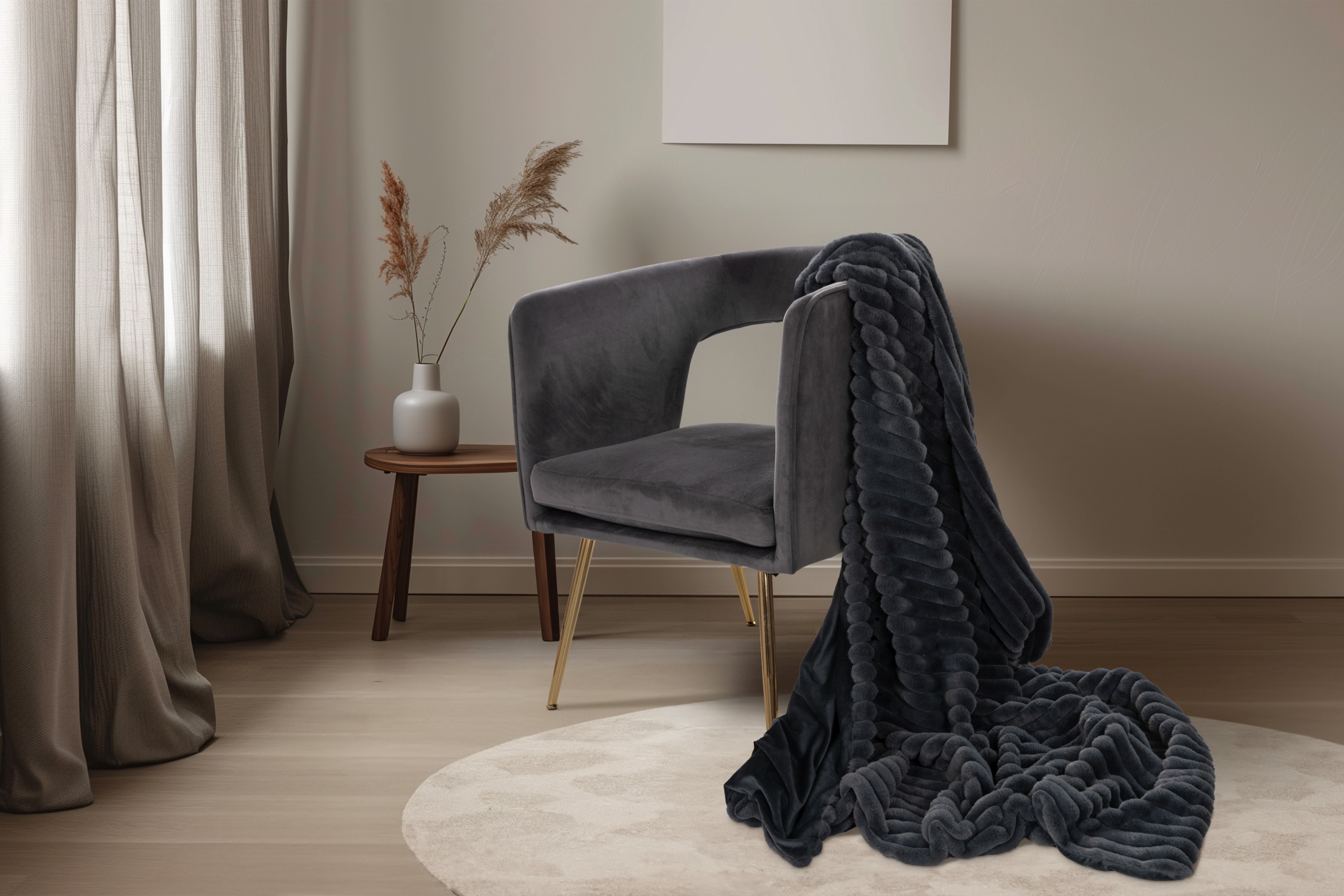 Plaid aspect velours côtelé PLUSH BLANKET
