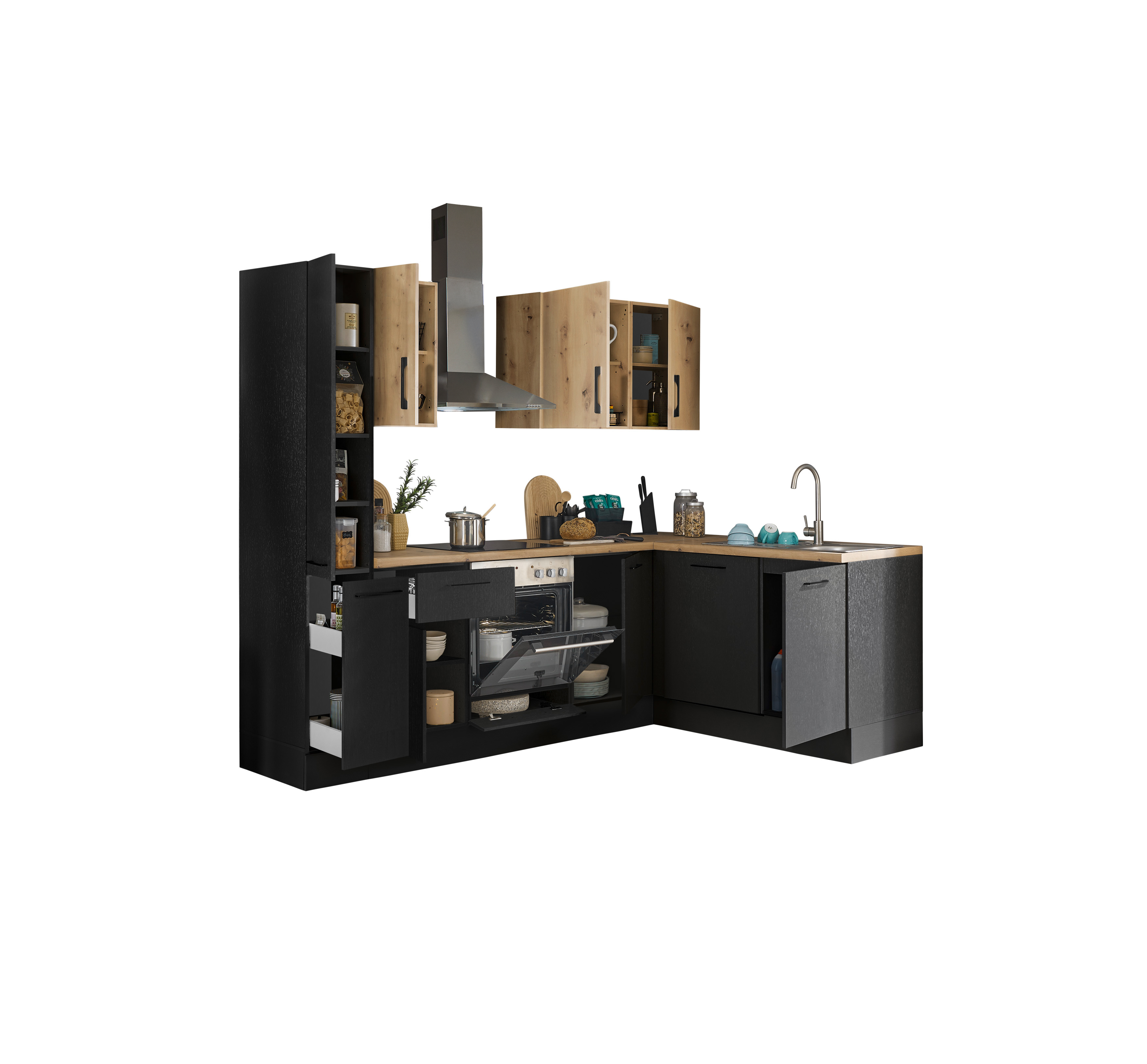 Bloc cuisine avec électroménager CORNWALL (cuisine d'angle-armoire coulissante-lave-vaisselle) III