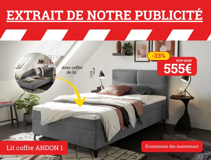 Extrait de notre publicité ! Lit-coffre ANDON 1