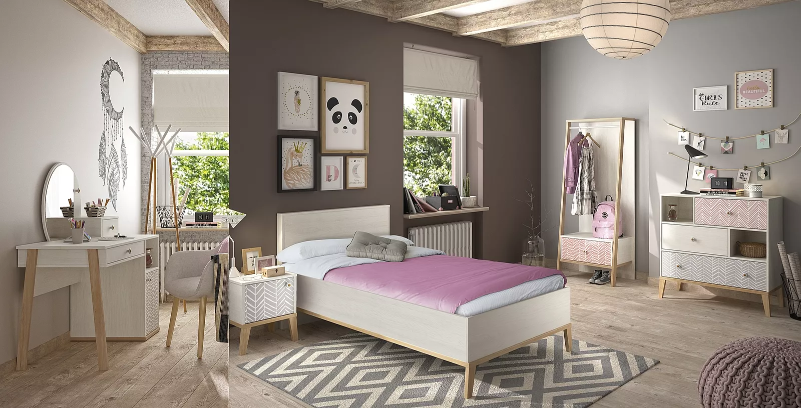 Chambre junior 6 éléments avec lit 90 cm ALIKA 2