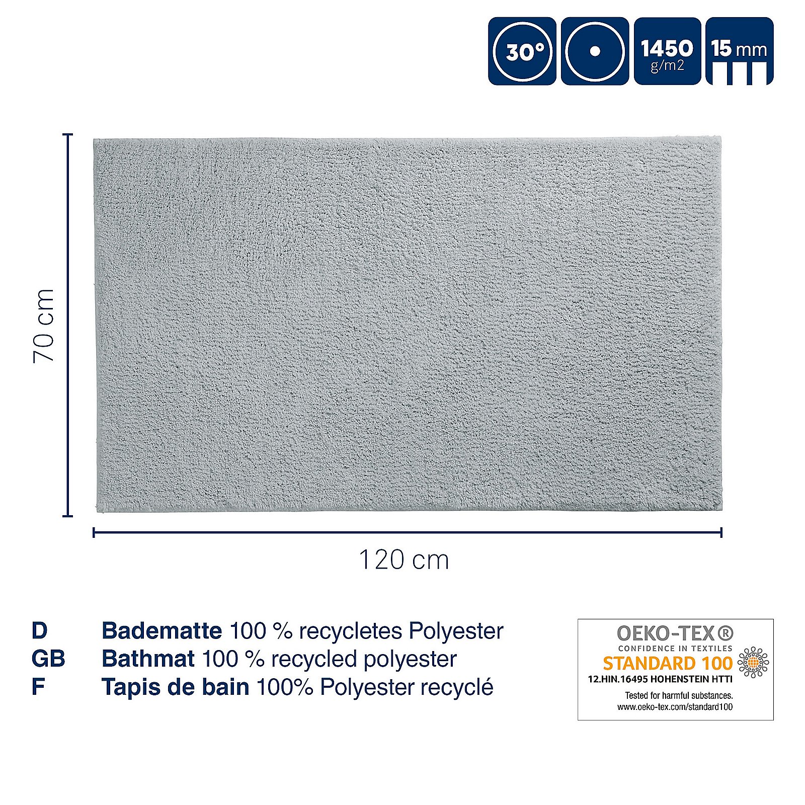 Tapis de bain gris pierre MAJA Tapis de bain gris pierre MAJA