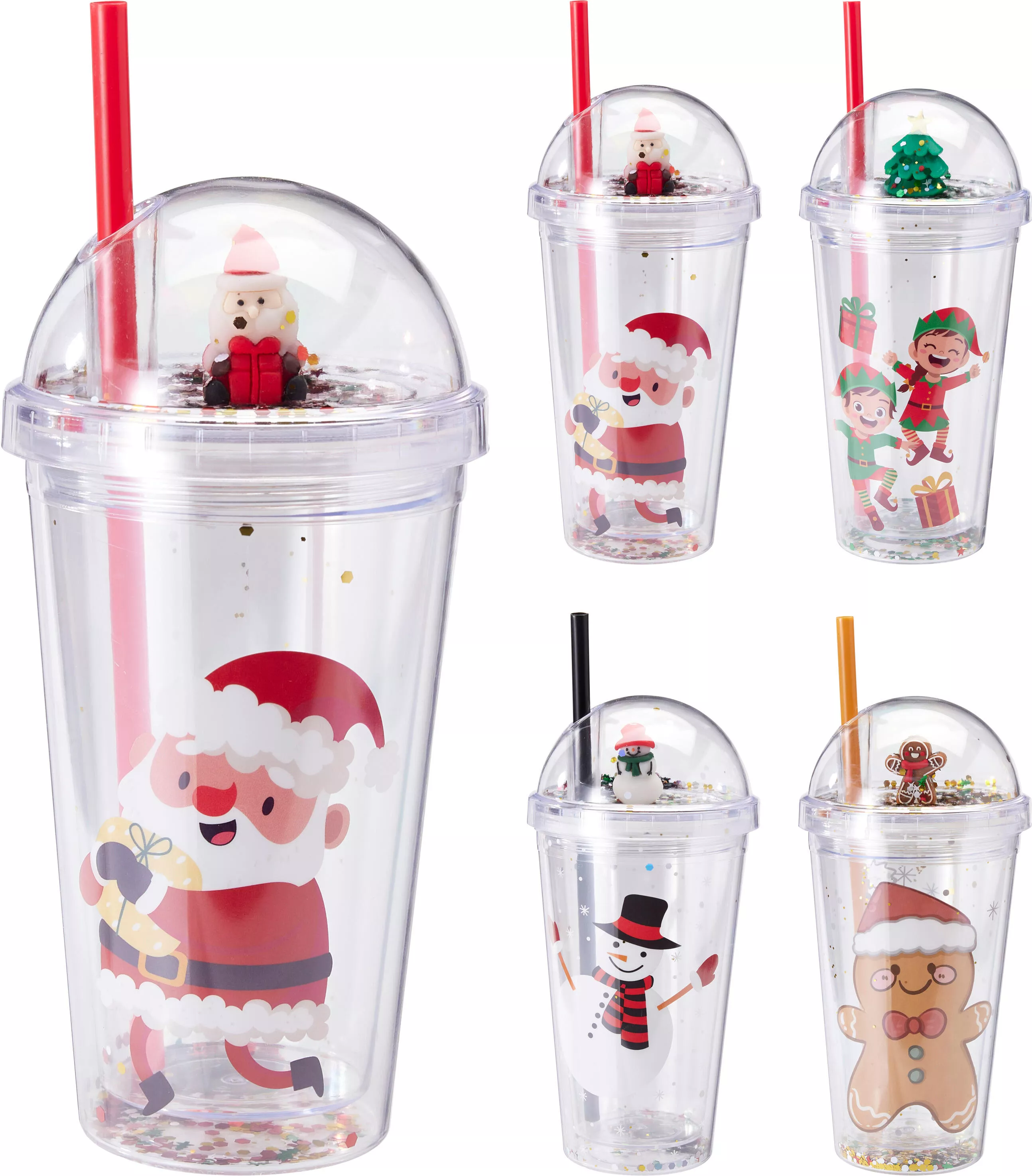 Gobelet avec figurine 3D et neige dans le couvercle CHRISTMAS
