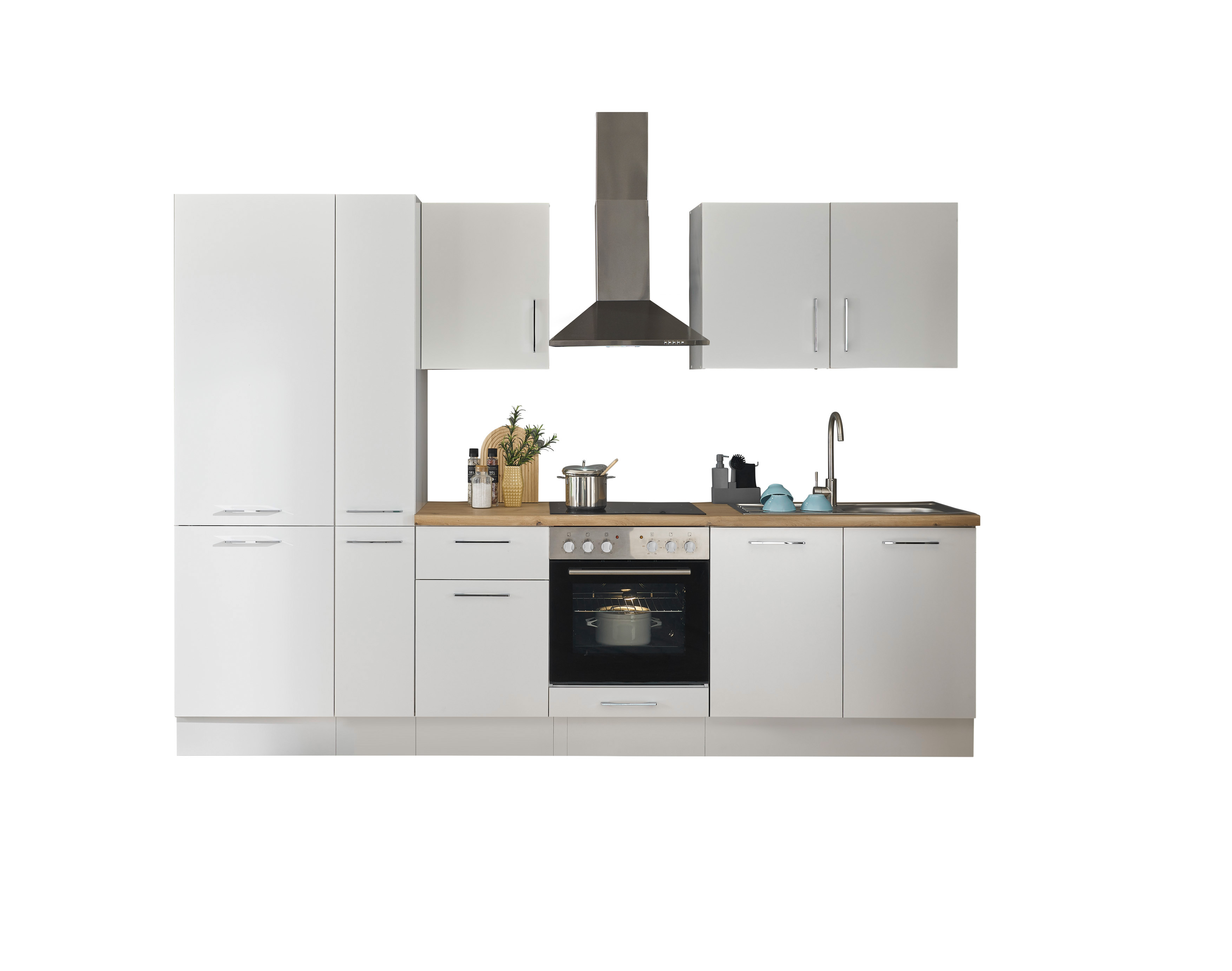 Bloc cuisine avec électroménager CORNWALL (bloc cuisine-réfrigérateur-armoire coulissante) I Bloc cuisine avec électroménager CORNWALL (bloc cuisine-réfrigérateur-armoire coulissante) I