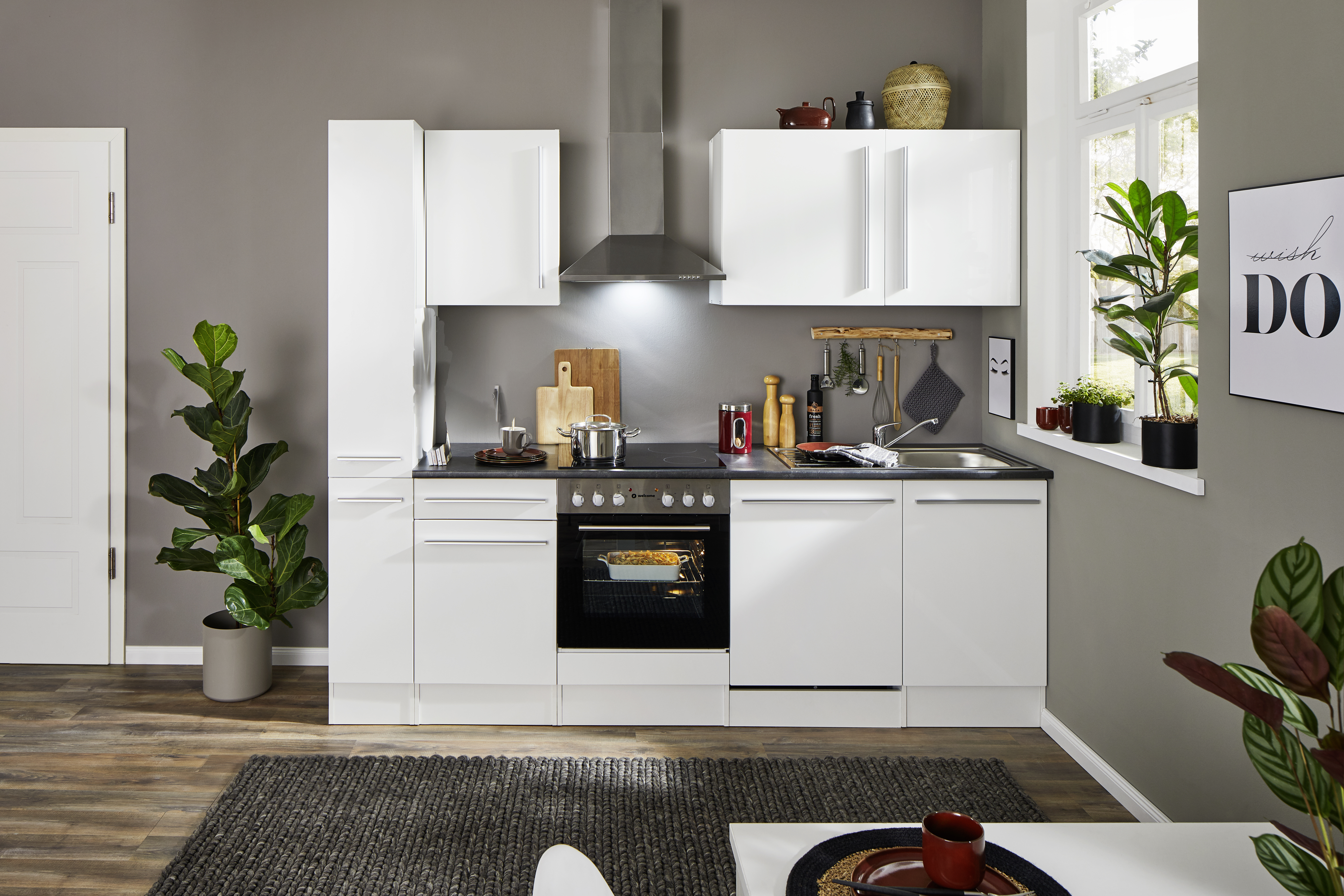 Bloc cuisine avec électroménager JAZZ 8 (bloc cuisine-armoire coulissante) I