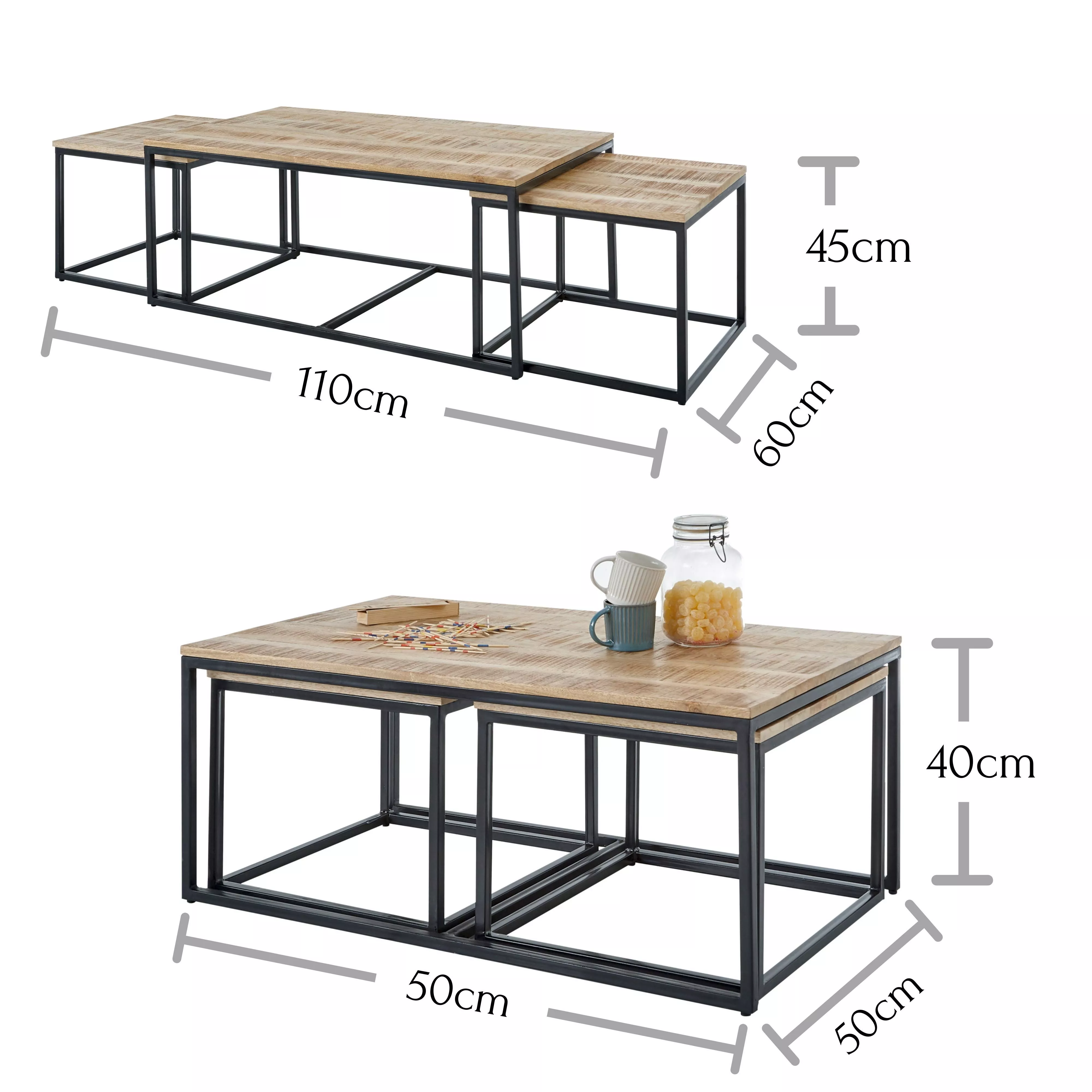 Lot de 3 tables basses gigognes HARRY