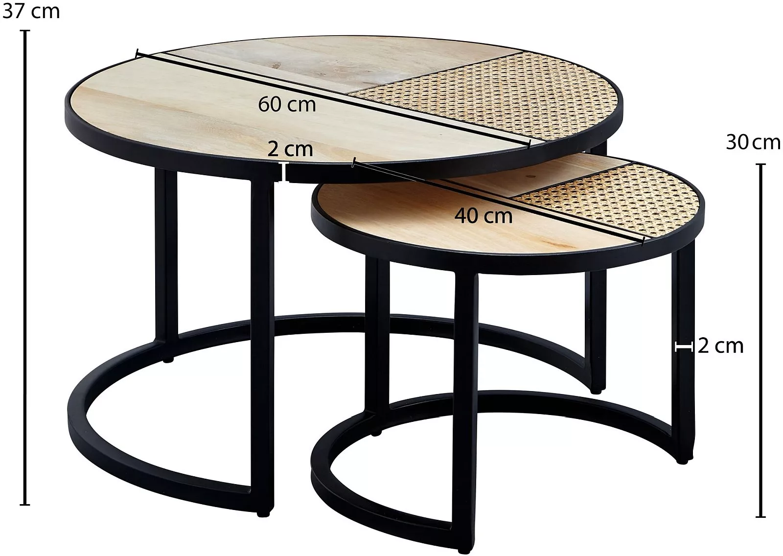 Lot de 2 tables gigognes LAMPANG