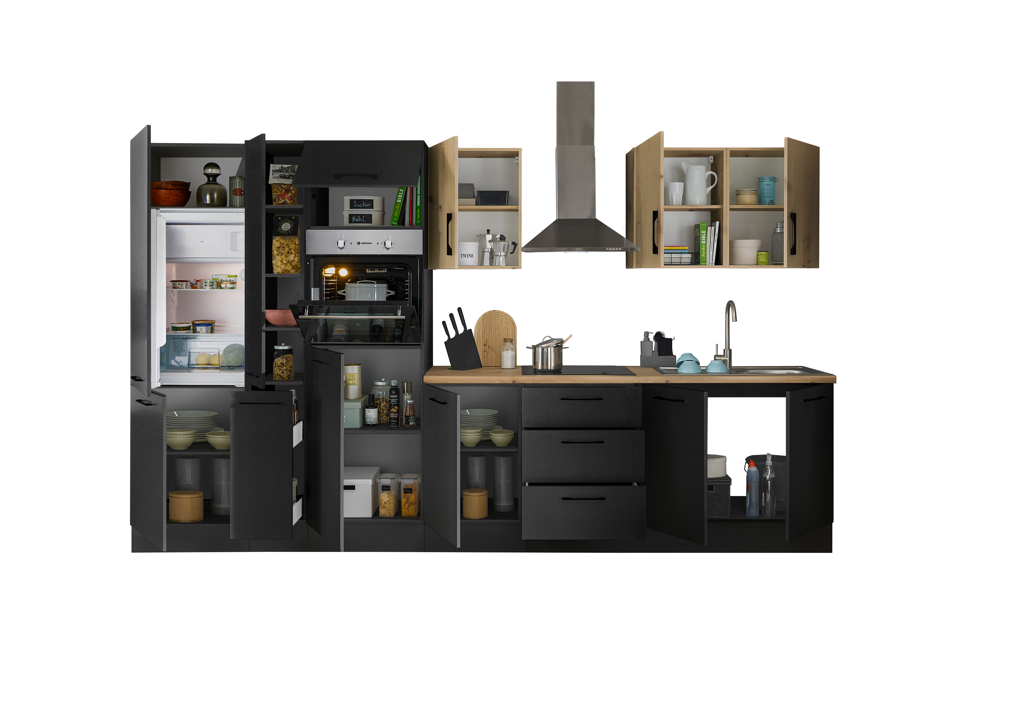 Bloc cuisine avec électroménager CORNWALL (bloc cuisine-four-réfrigérater-armoire coulissante) VII