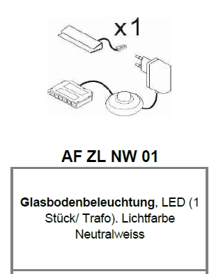 Eclairage LED pour tablette en verre AF ZL NW 01 Eclairage LED pour tablette en verre AF ZL NW 01