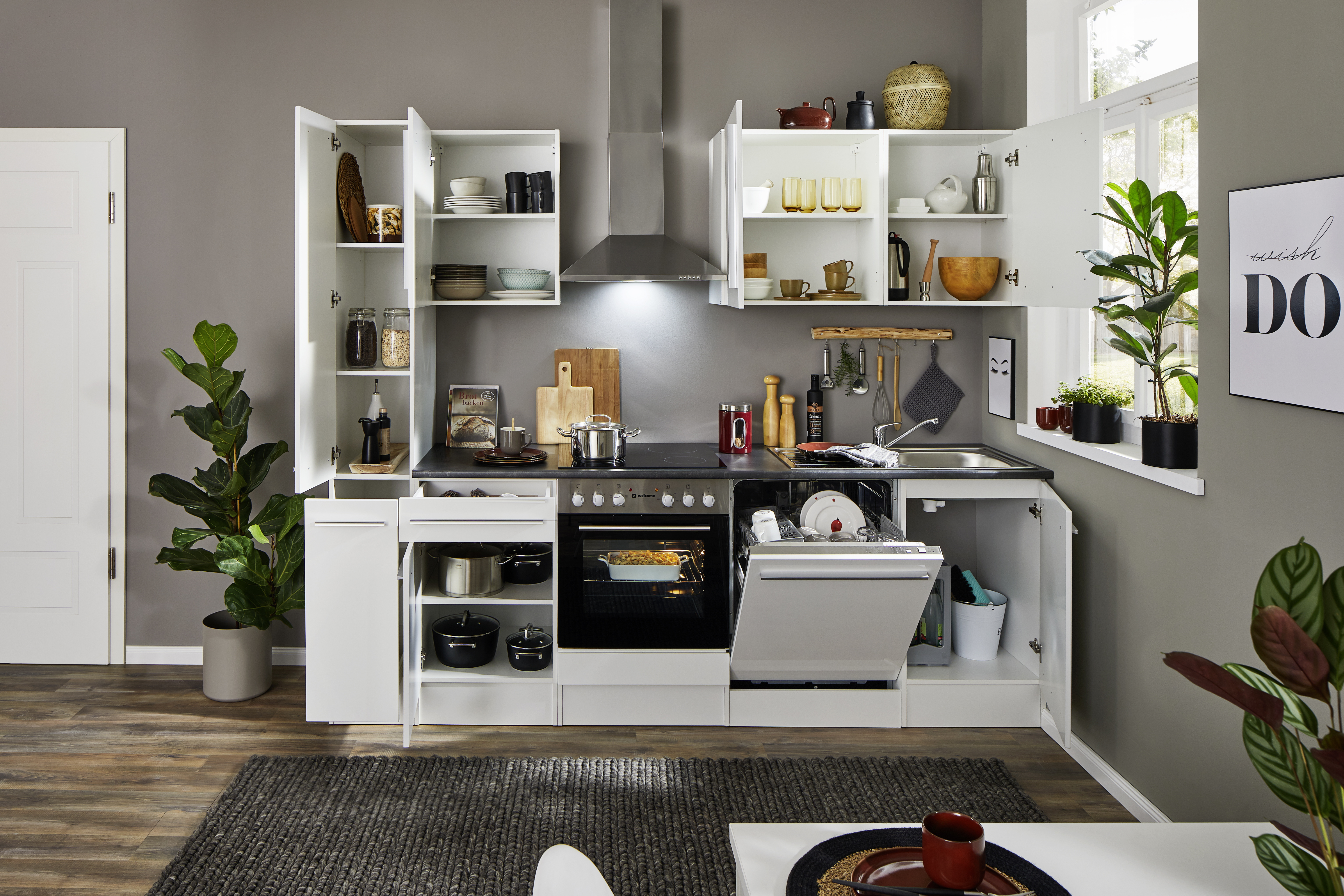 Bloc cuisine avec électroménager JAZZ 8 (bloc cuisine-armoire coulissante) I