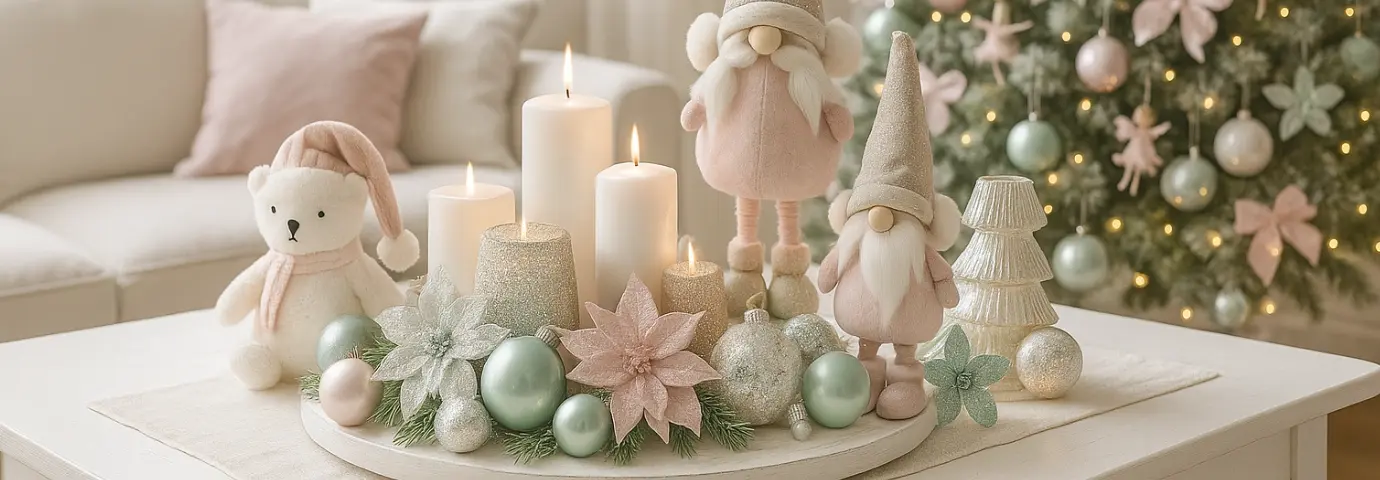 Décorations de Noël : rose et menthe