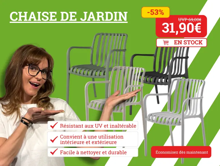 Chaise de jardin PIXA. Disponible en plusieurs couleurs.