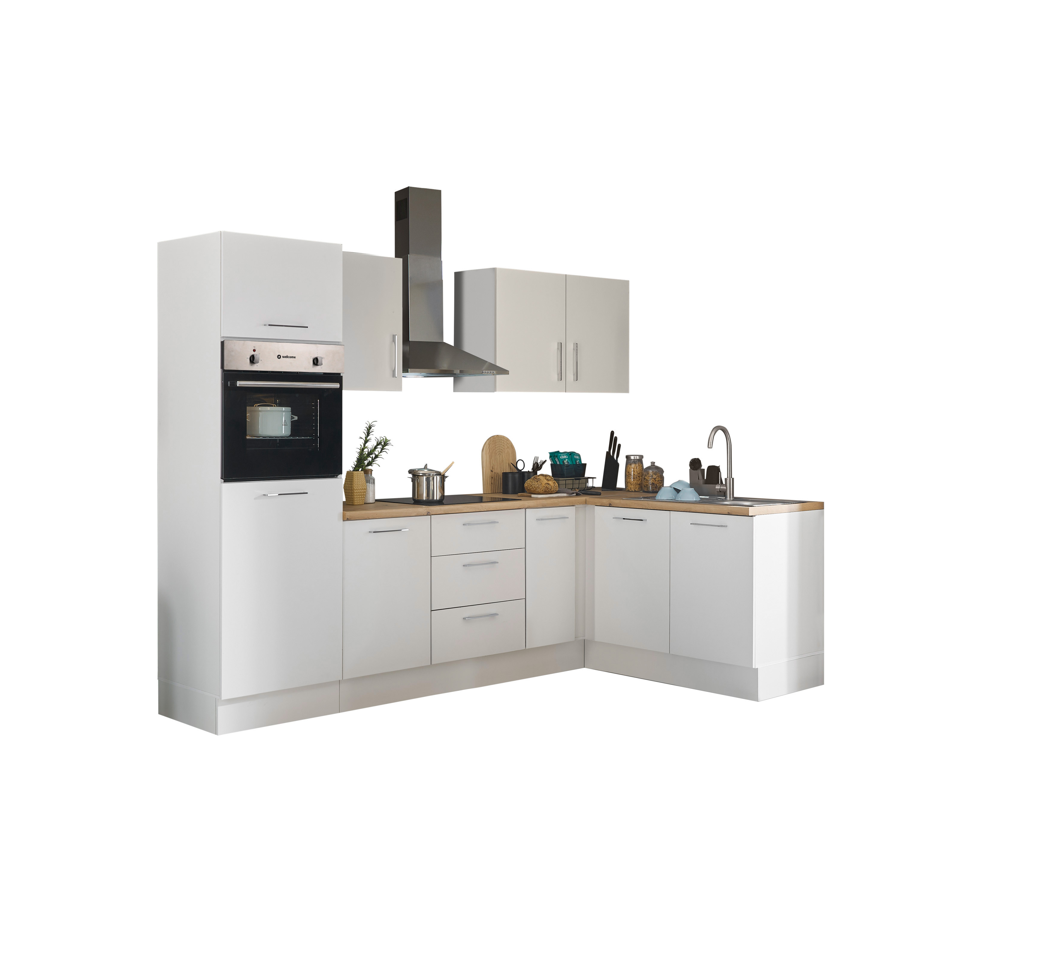 Bloc cuisine avec électroménager CORNWALL (cuisine d'angle-four-réfrigérateur) I