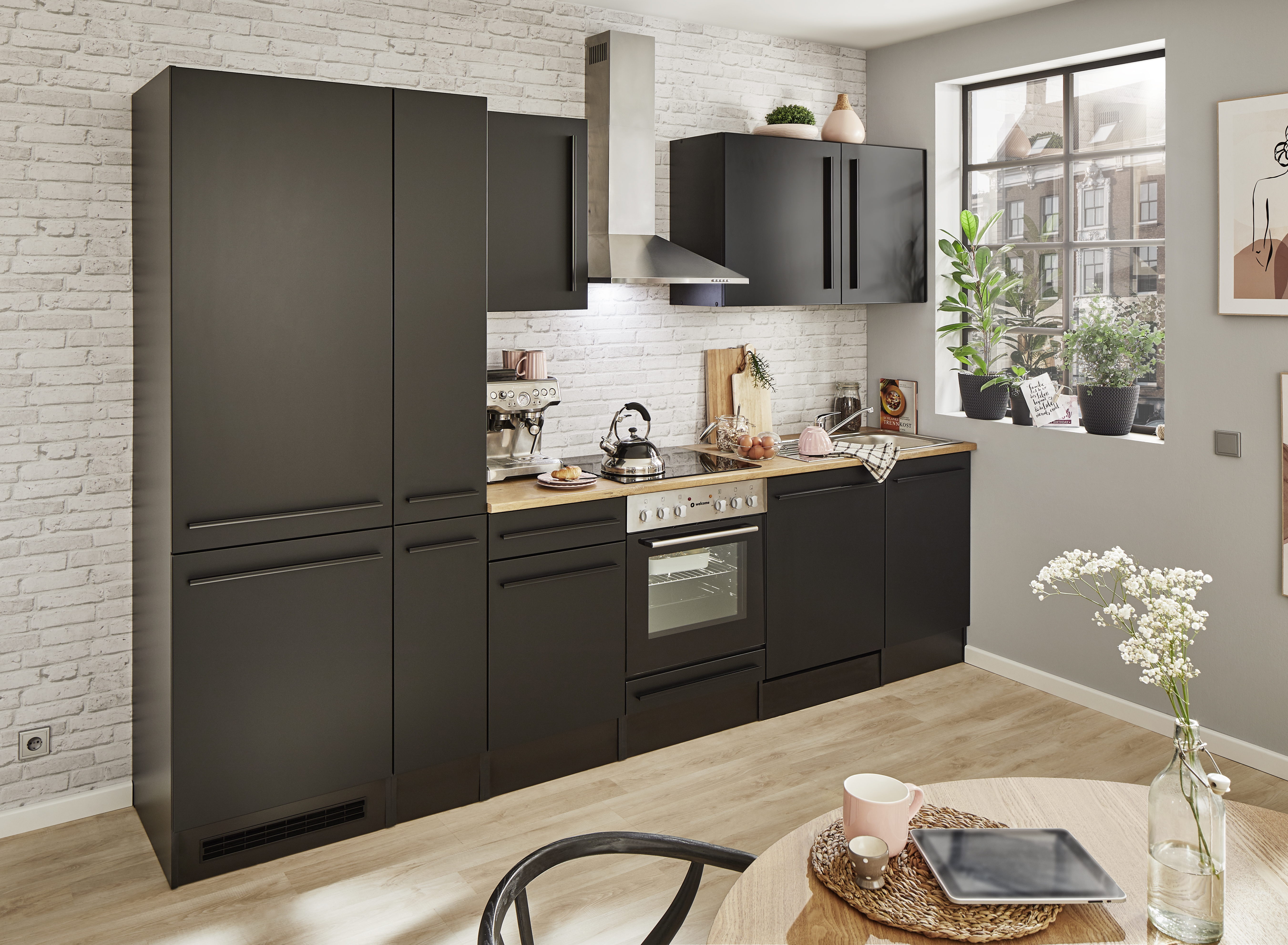Bloc cuisine avec électroménager JAZZ 8 (bloc cuisine-réfrigérateur-armoire coulissante) II