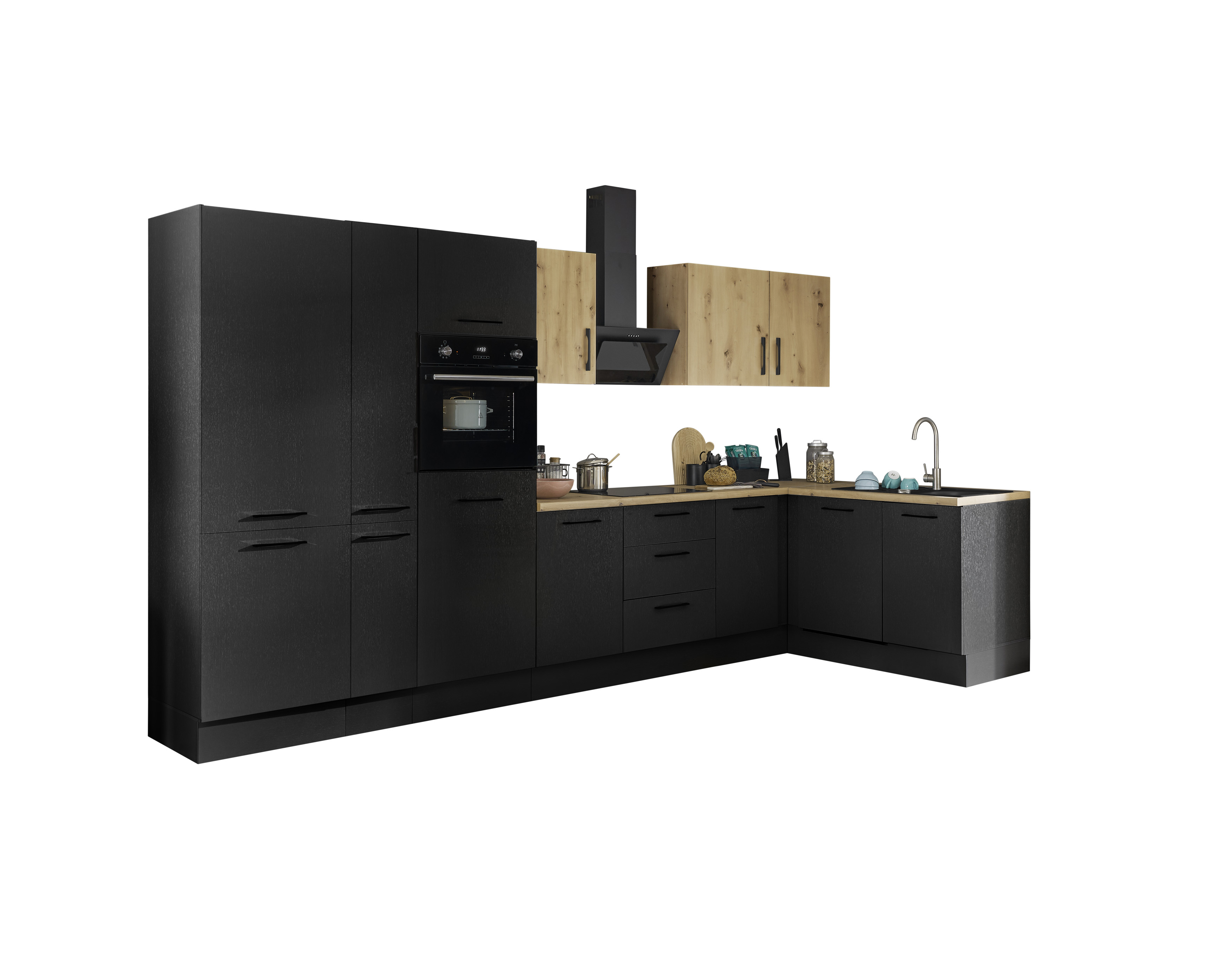 Bloc cuisine avec électroménager CORNWALL (cuisine 'angle-four-lave-vaisselle-réfrigérateur-armoire coulissante) IV Bloc cuisine avec électroménager CORNWALL (cuisine 'angle-four-lave-vaisselle-réfrigérateur-armoire coulissante) IV