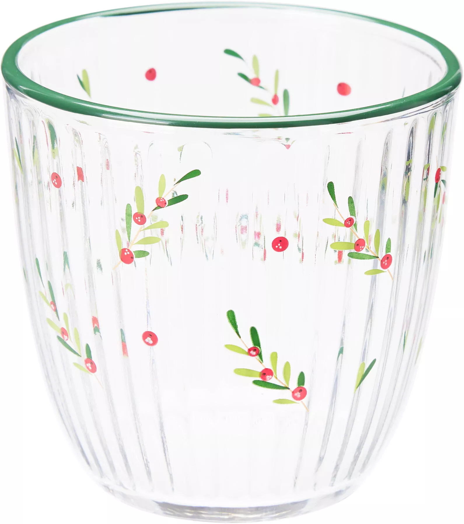 Verre à eau motif branche avec baies CHRISTMAS