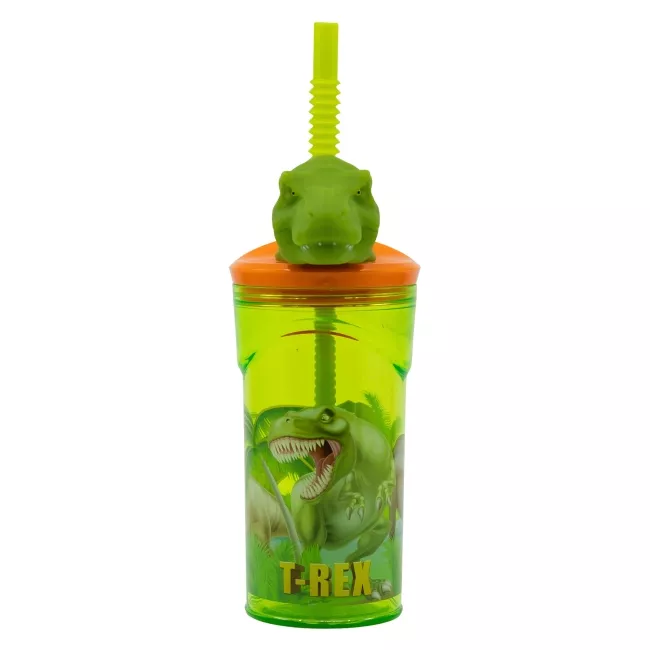Gourde 3D Dino avec paille REX