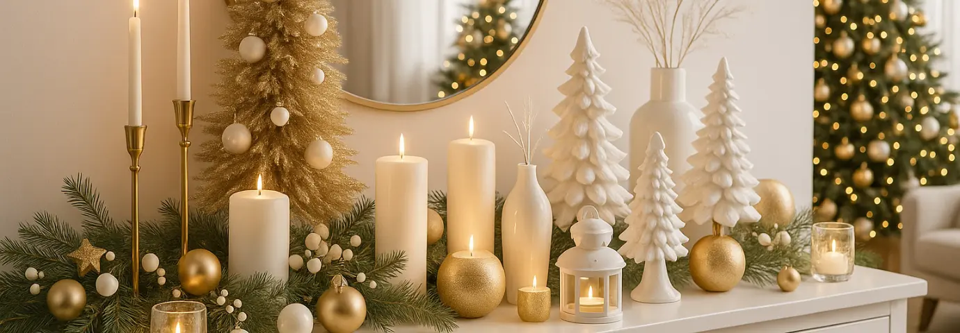 Décorations de Noël : or et blanc