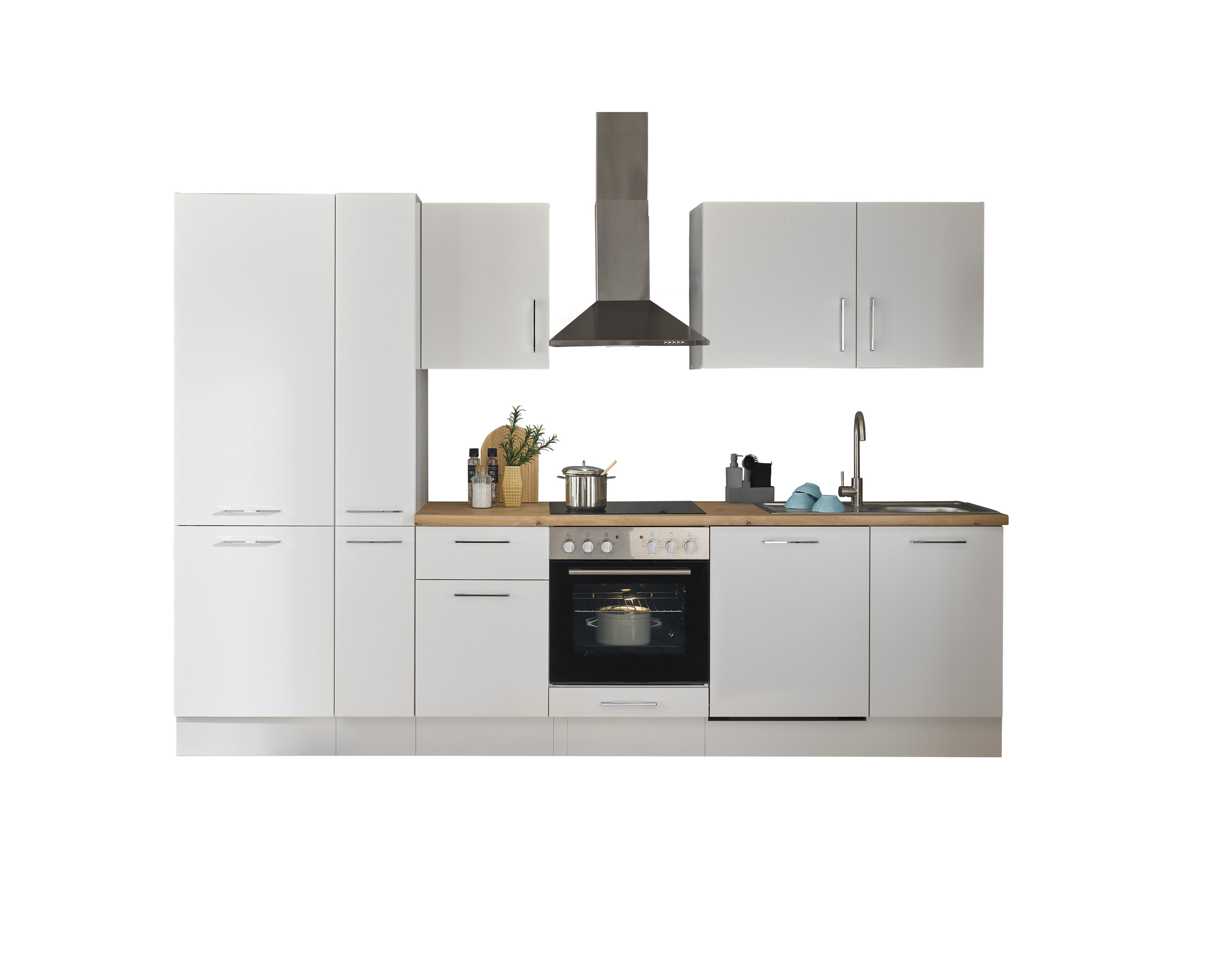 Bloc cuisine avec électroménager CORNWALL (bloc cuisine-lave-vaisselle-réfrigérateur-armoire coulissante) I Bloc cuisine avec électroménager CORNWALL (bloc cuisine-lave-vaisselle-réfrigérateur-armoire coulissante) I