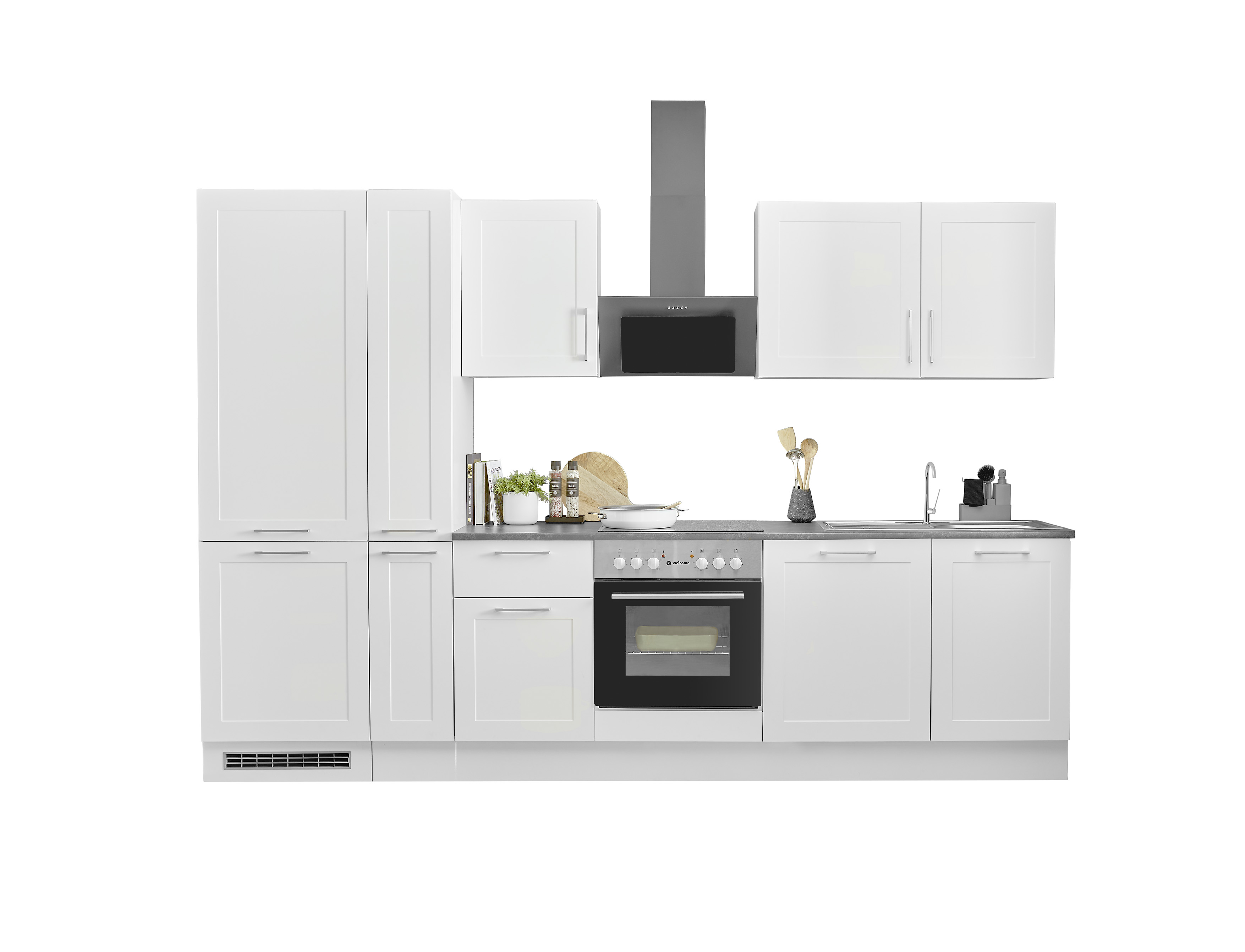 Bloc cuisine avec électroménager HASTINGS (bloc cuisine-frigo-armoire coulissante) I
