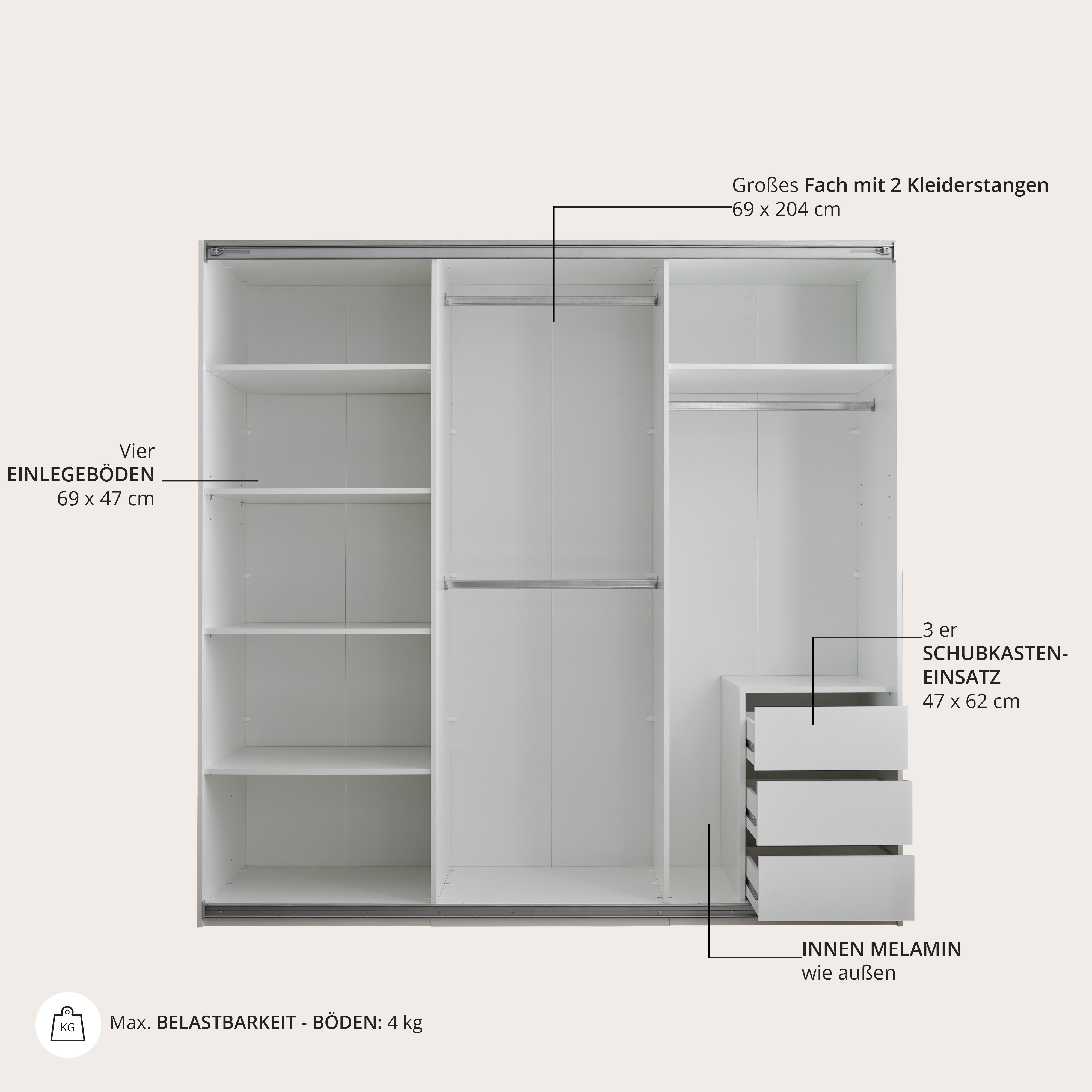 Armoire à portes coulissantes CARANO
