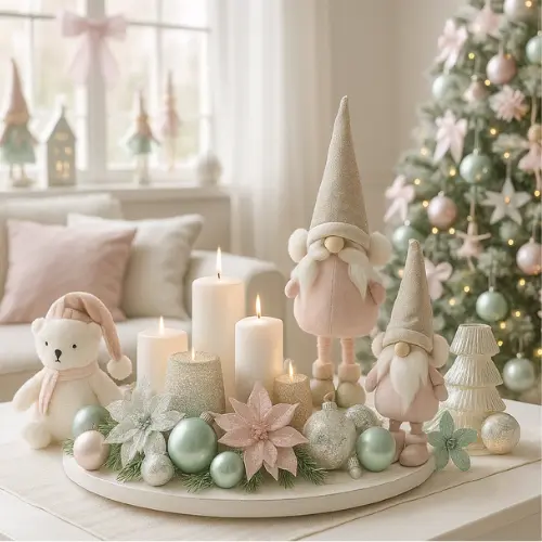 Décorations de Noël : rose et menthe