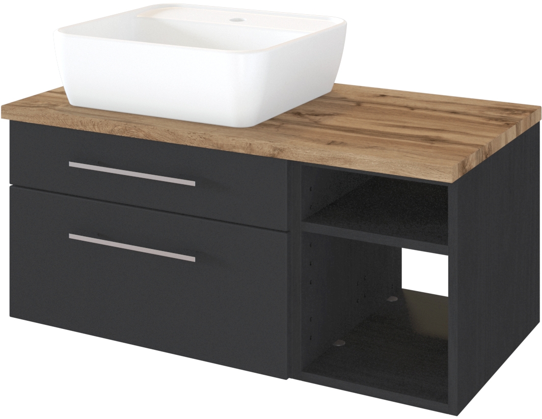 Meuble sous vasque 90 avec vasque à poser à gauche DAVOS Meuble sous vasque 90 avec vasque à poser à gauche DAVOS