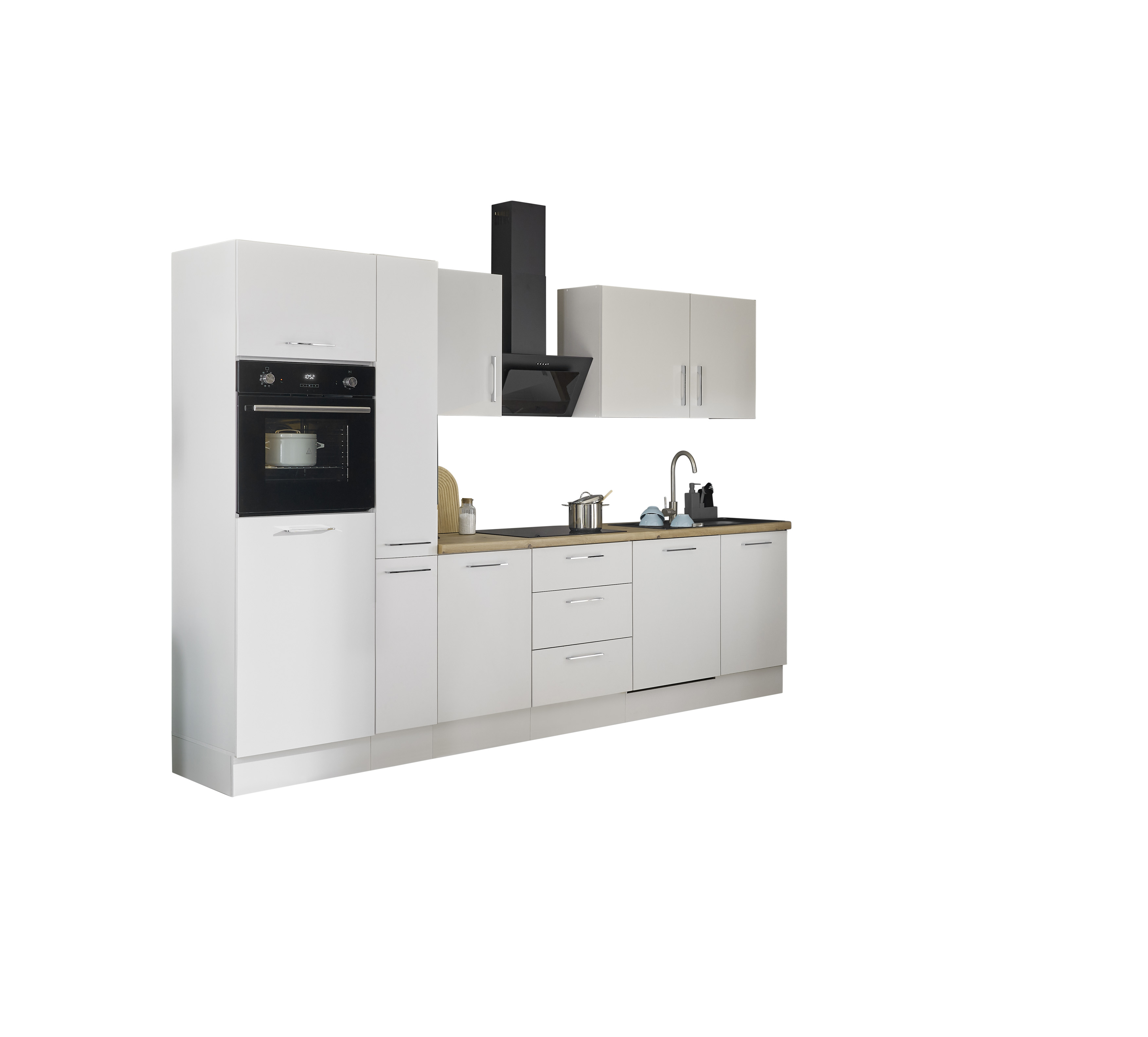 Bloc cuisine avec électroménager CORNWALL (bloc cuisine-four-lave-vaisselle-réfrigérateur-armoire coulissantes) II