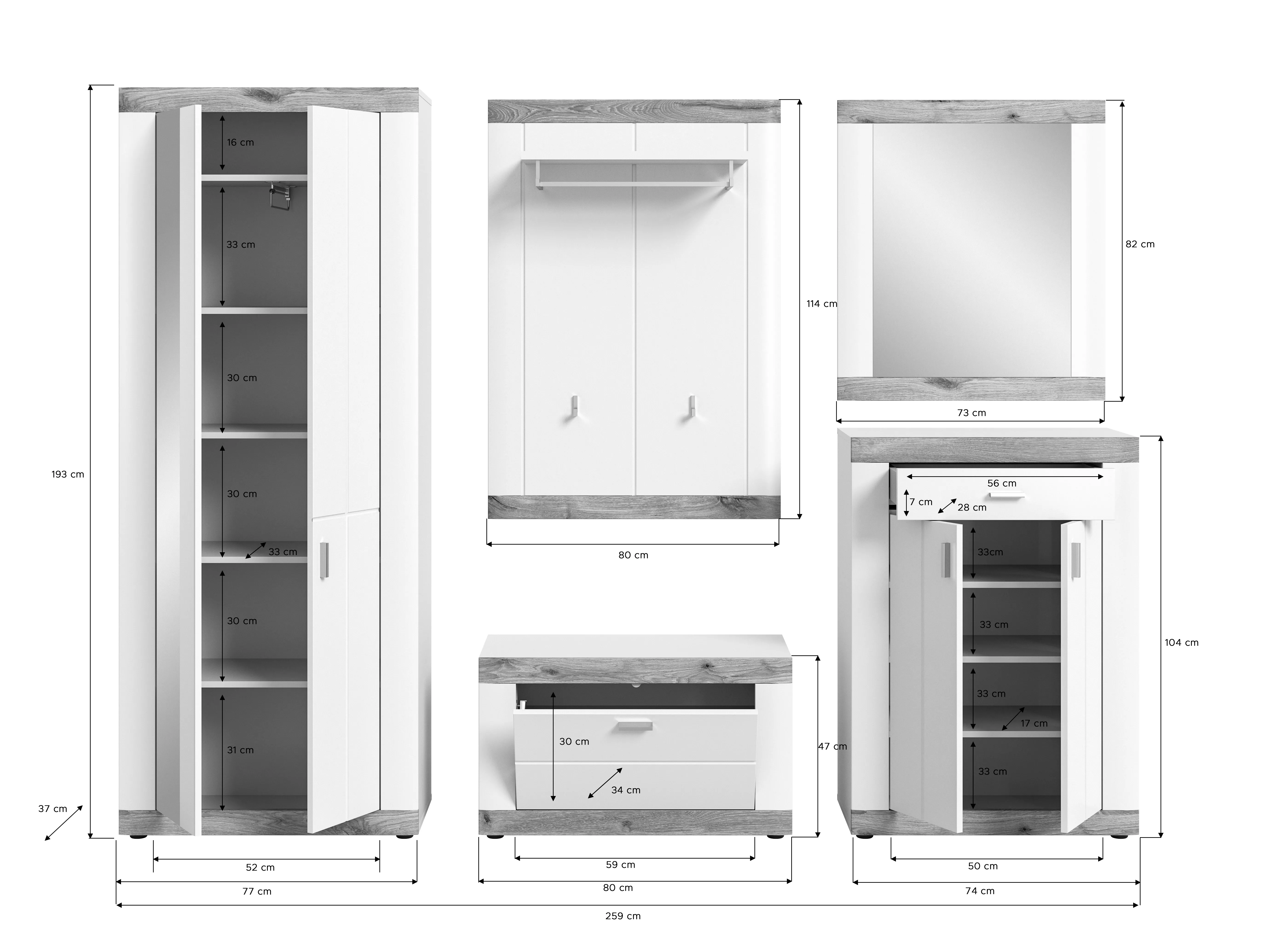 Vestiaire combiné 5 éléments NEKEMTE