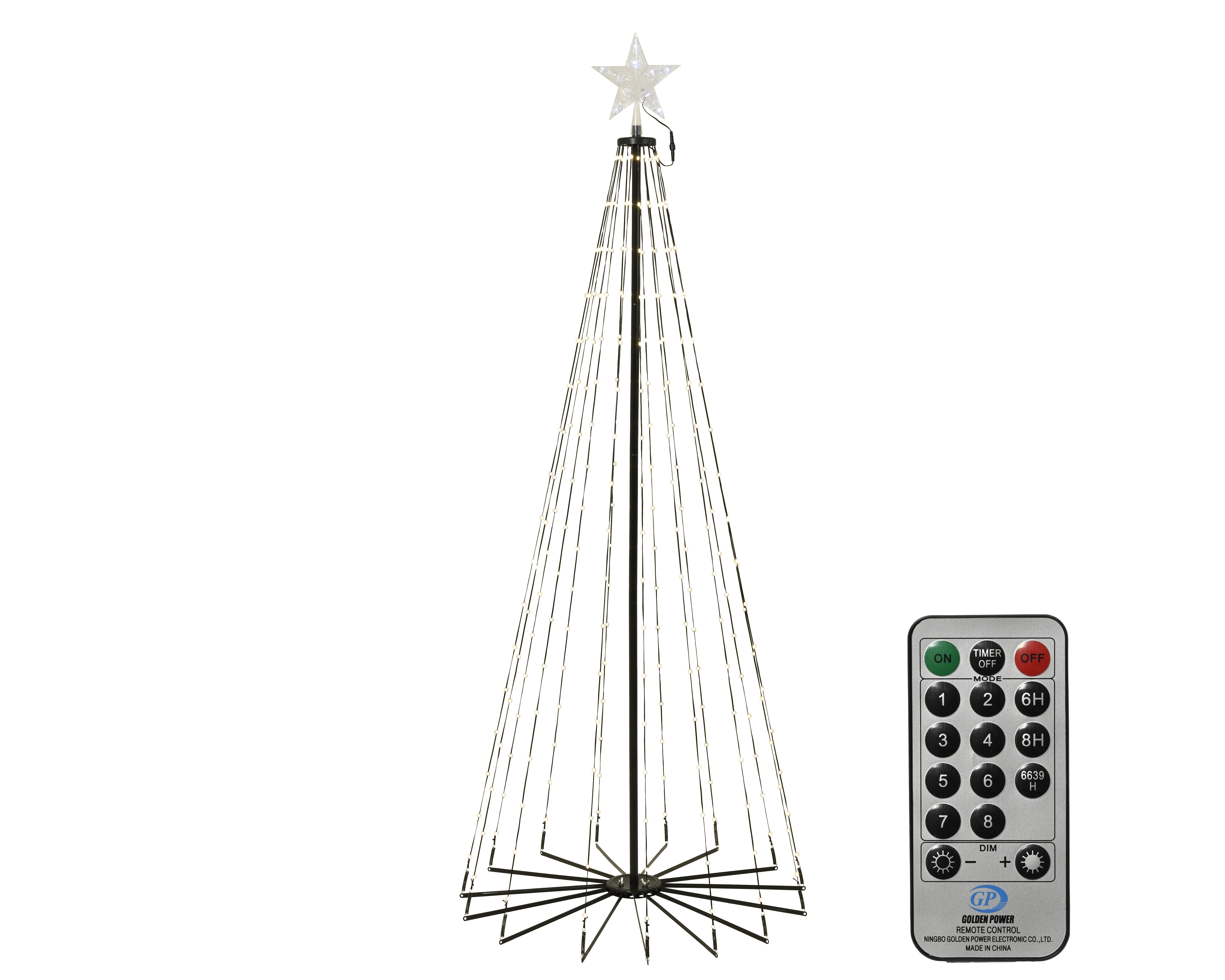 Sapin LED clignotant 180 cm ton blanc chaud LUMINEO