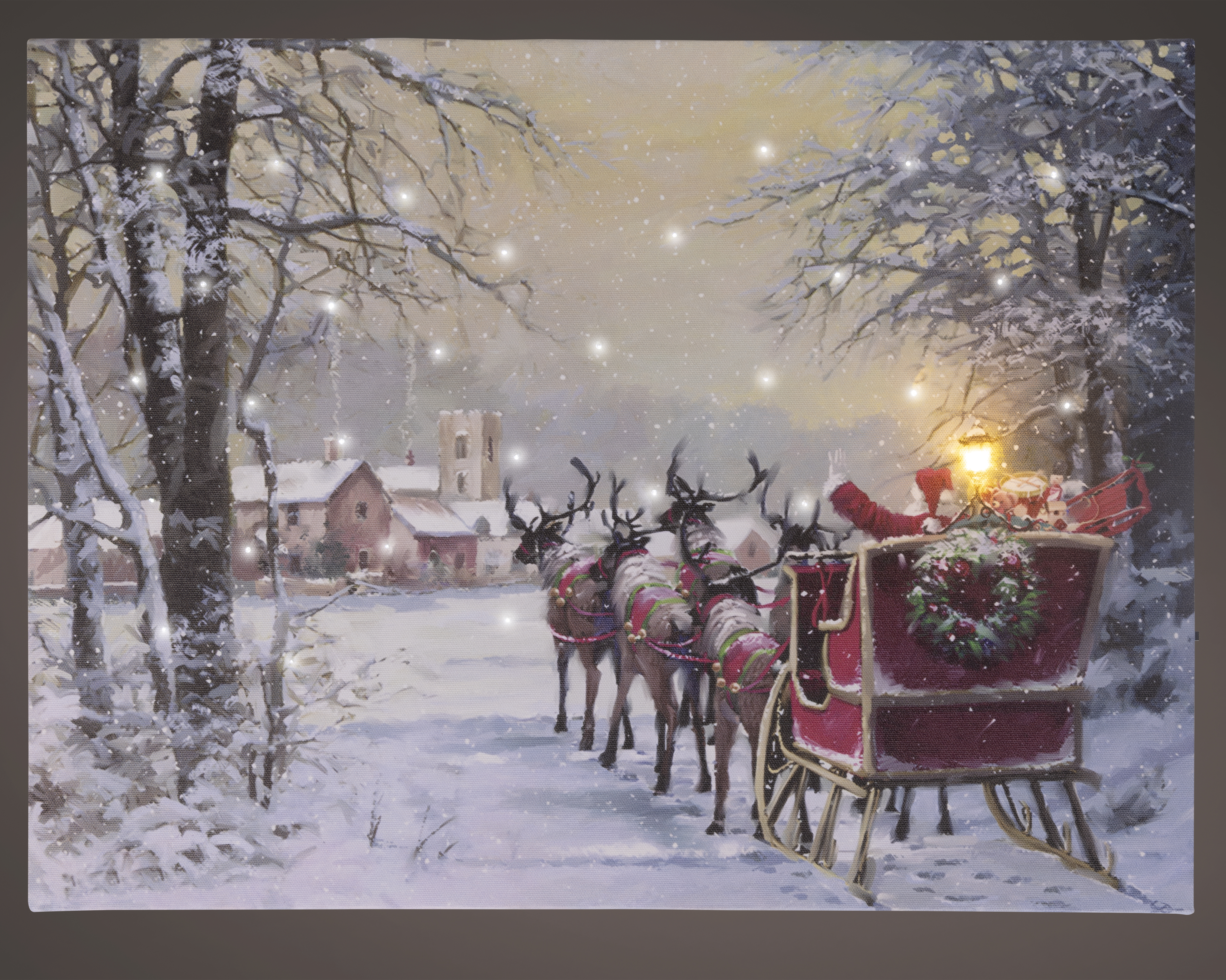 Toile traineau du Père Noël avec LED flash CHRISTMAS
