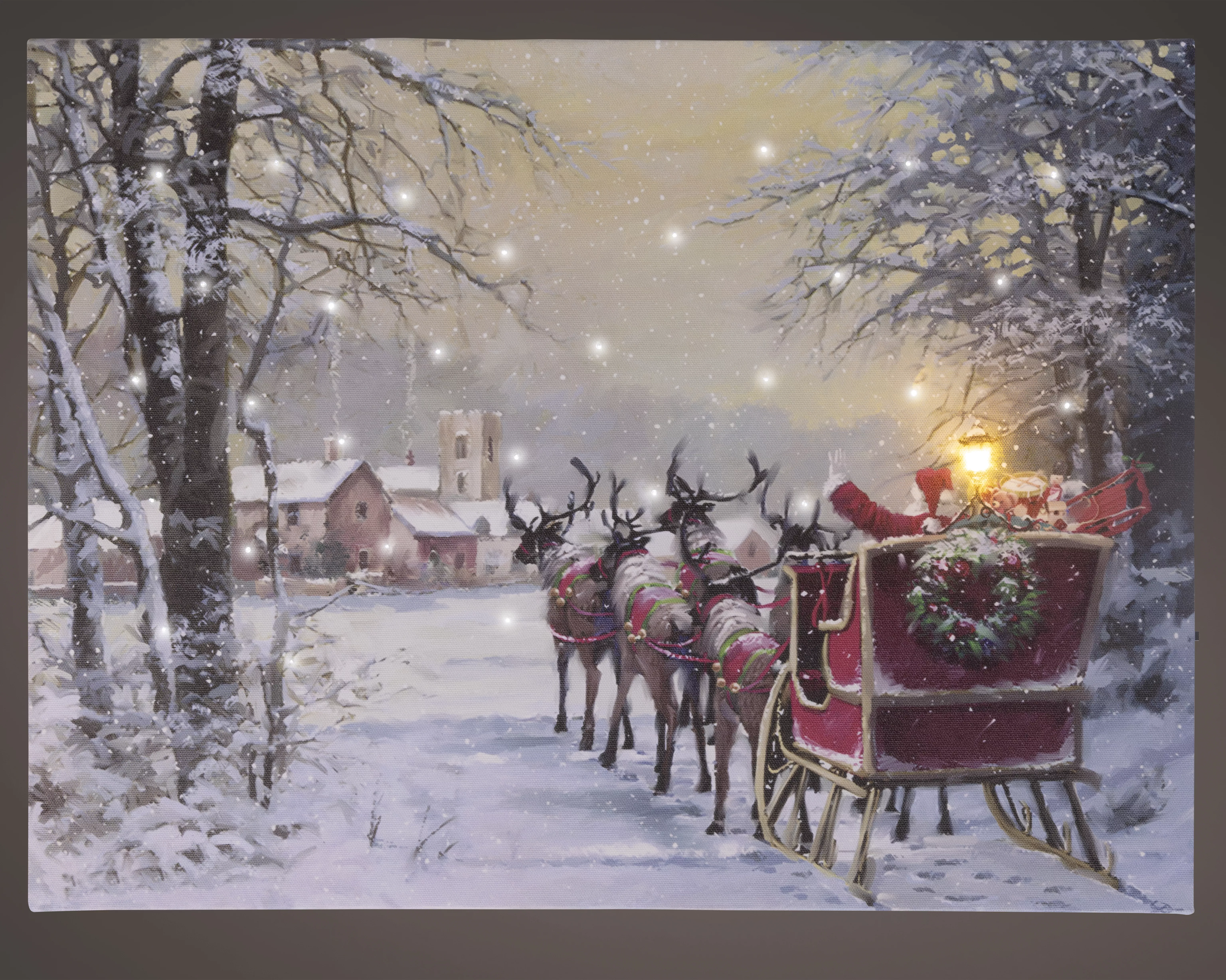Toile traineau du Père Noël avec LED flash CHRISTMAS