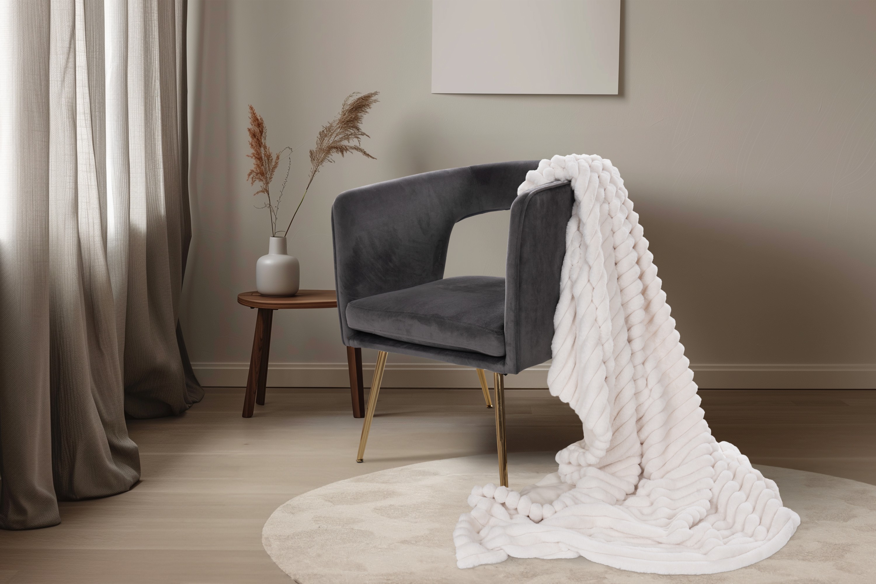 Plaid aspect velours côtelé PLUSH BLANKET