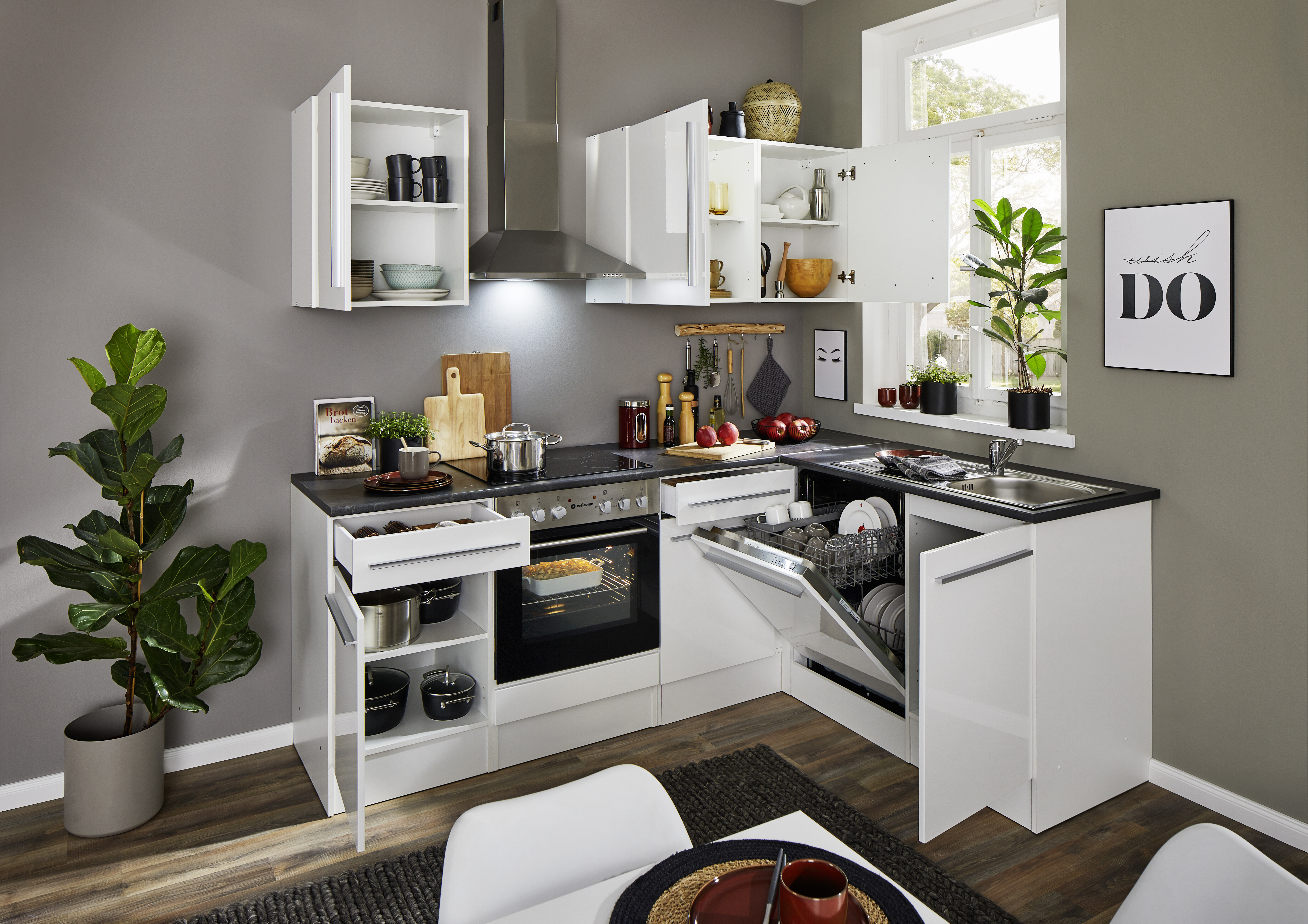 Bloc cuisine avec électroménager JAZZ 8 (cuisine d'angle) I