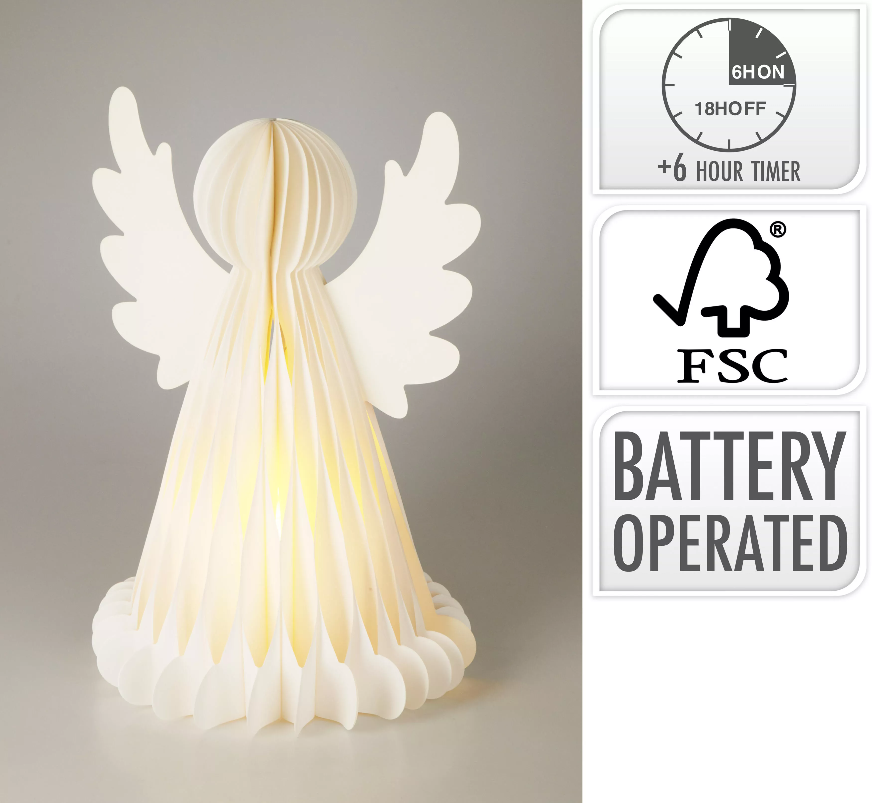 Ange en papier avec LED CHRISTMAS