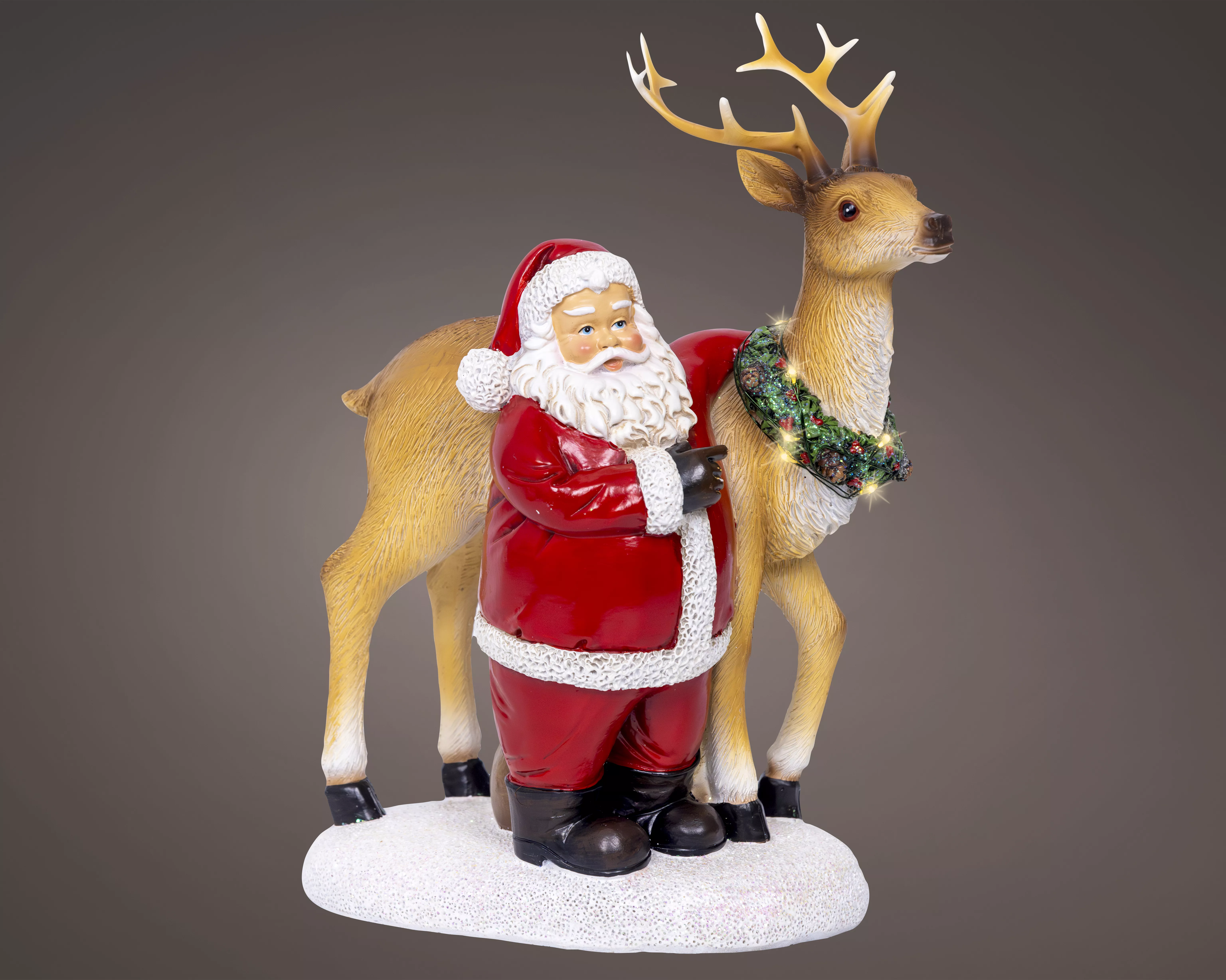 Figurine Père Noël et renne LED CHRISTMAS