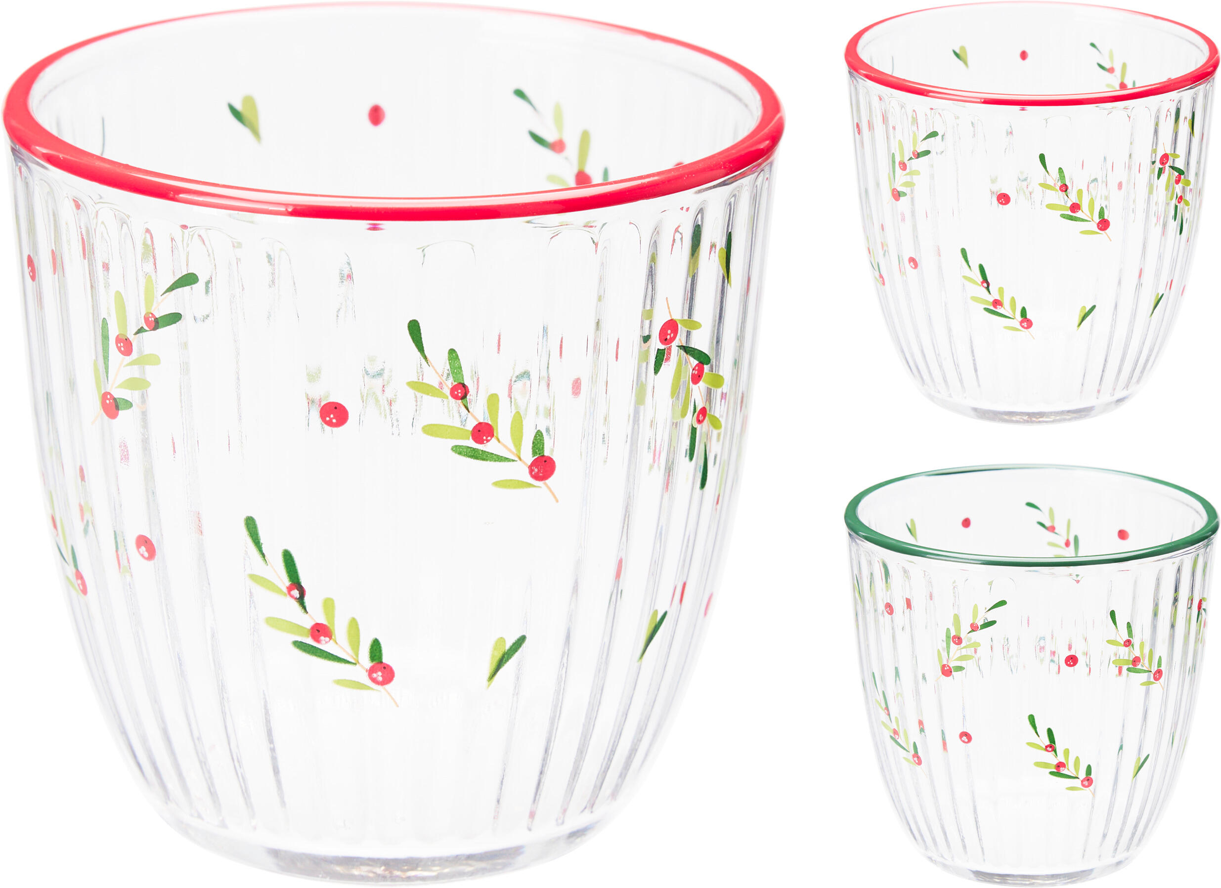 Verre à eau motif branche avec baies CHRISTMAS