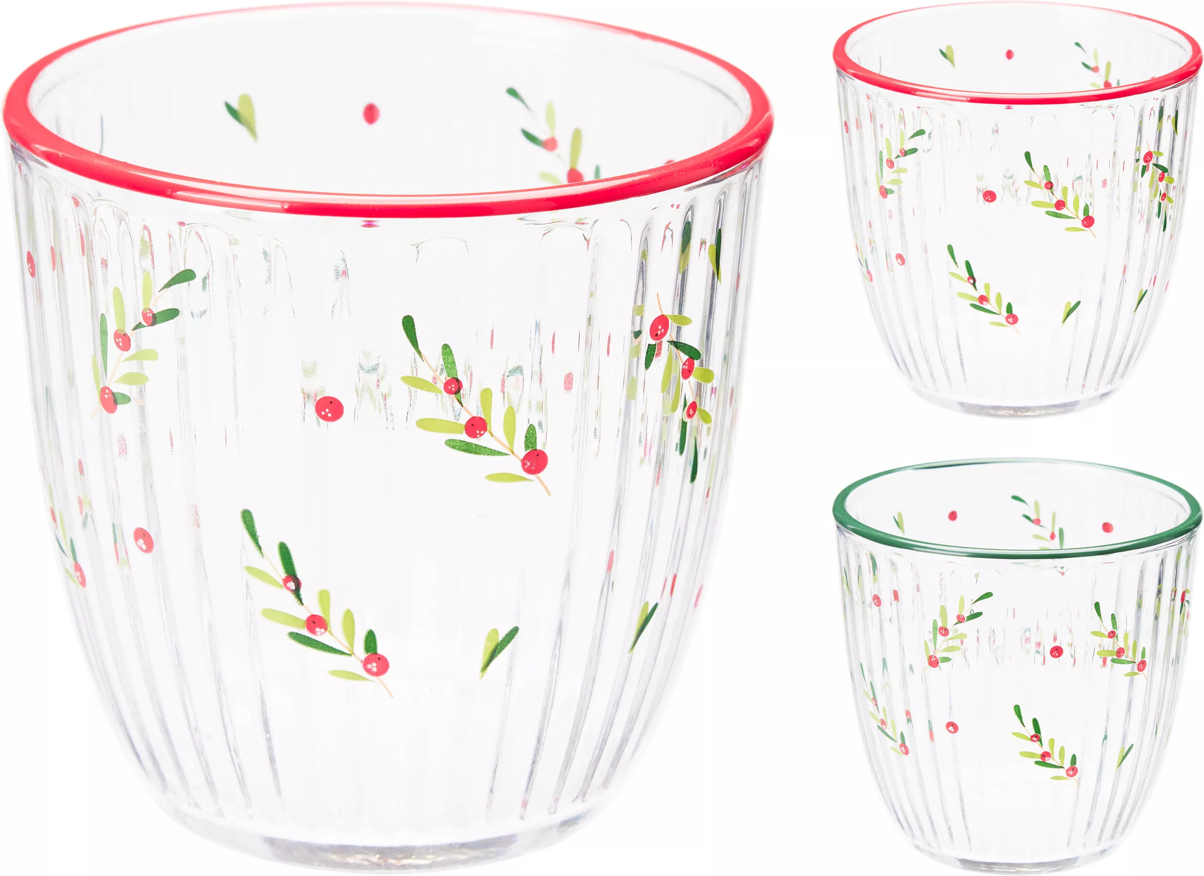 Verre à eau motif branche avec baies CHRISTMAS