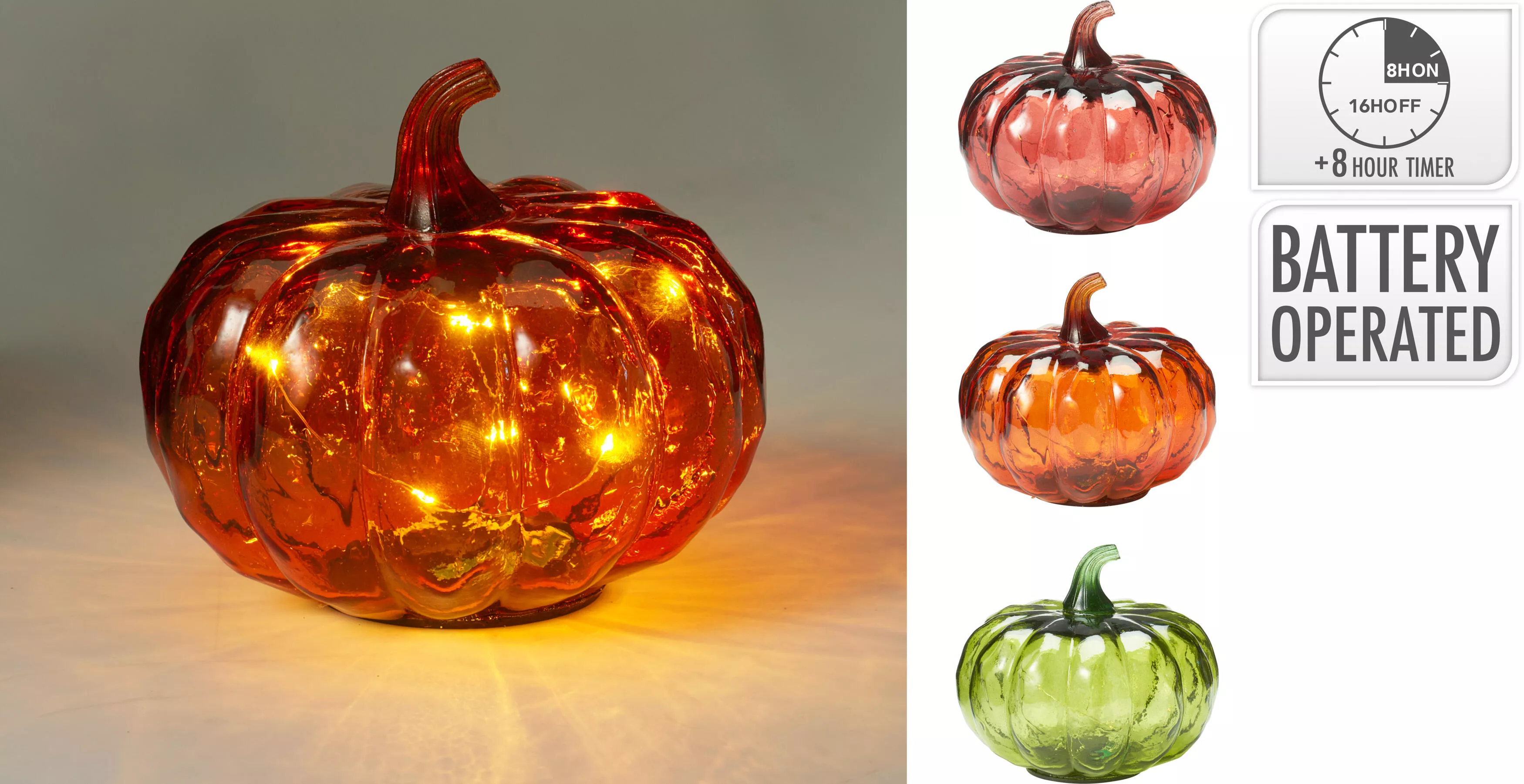Citrouille en verre avec LED HERBST