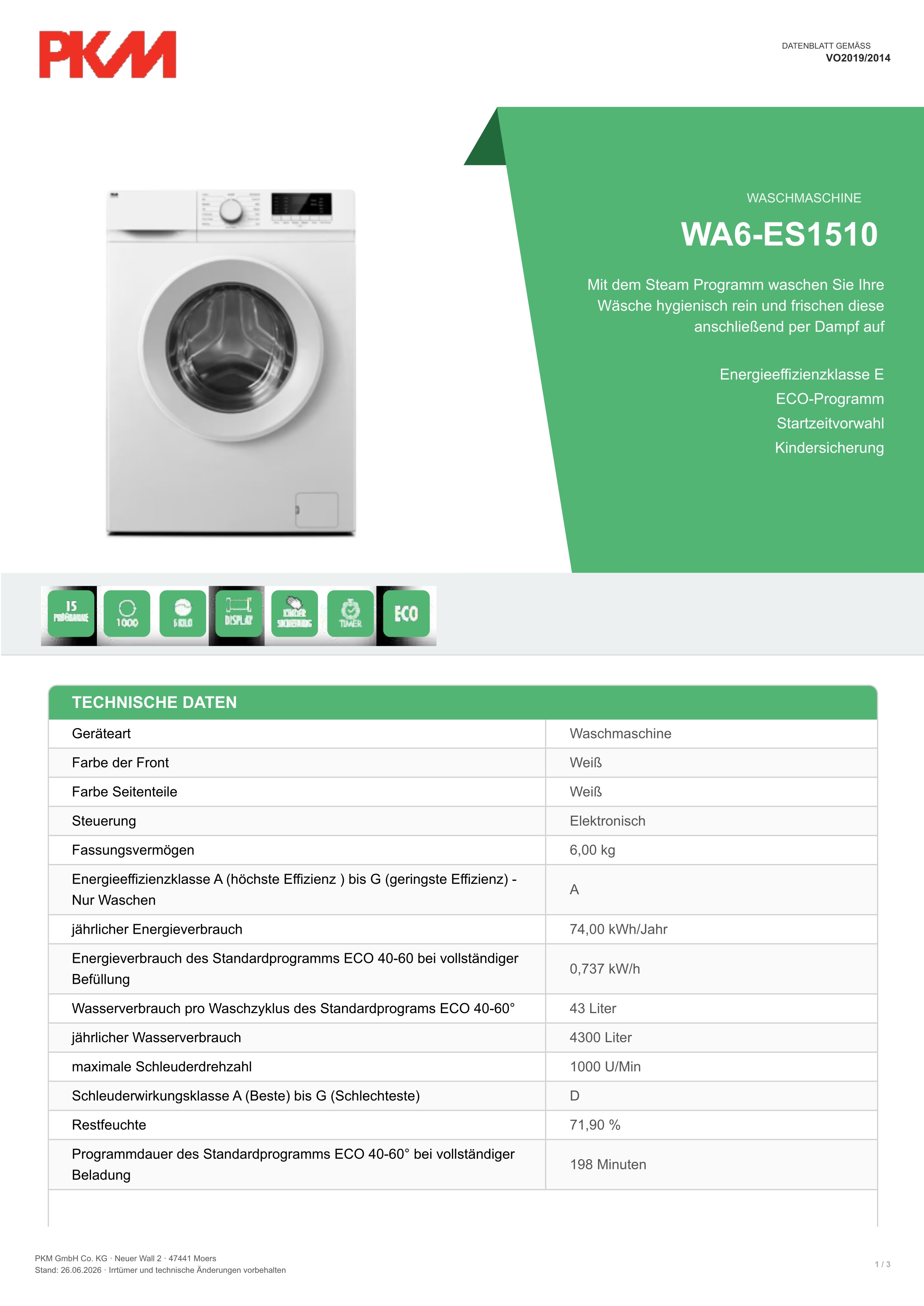 Lave-linge WA6-ES1510